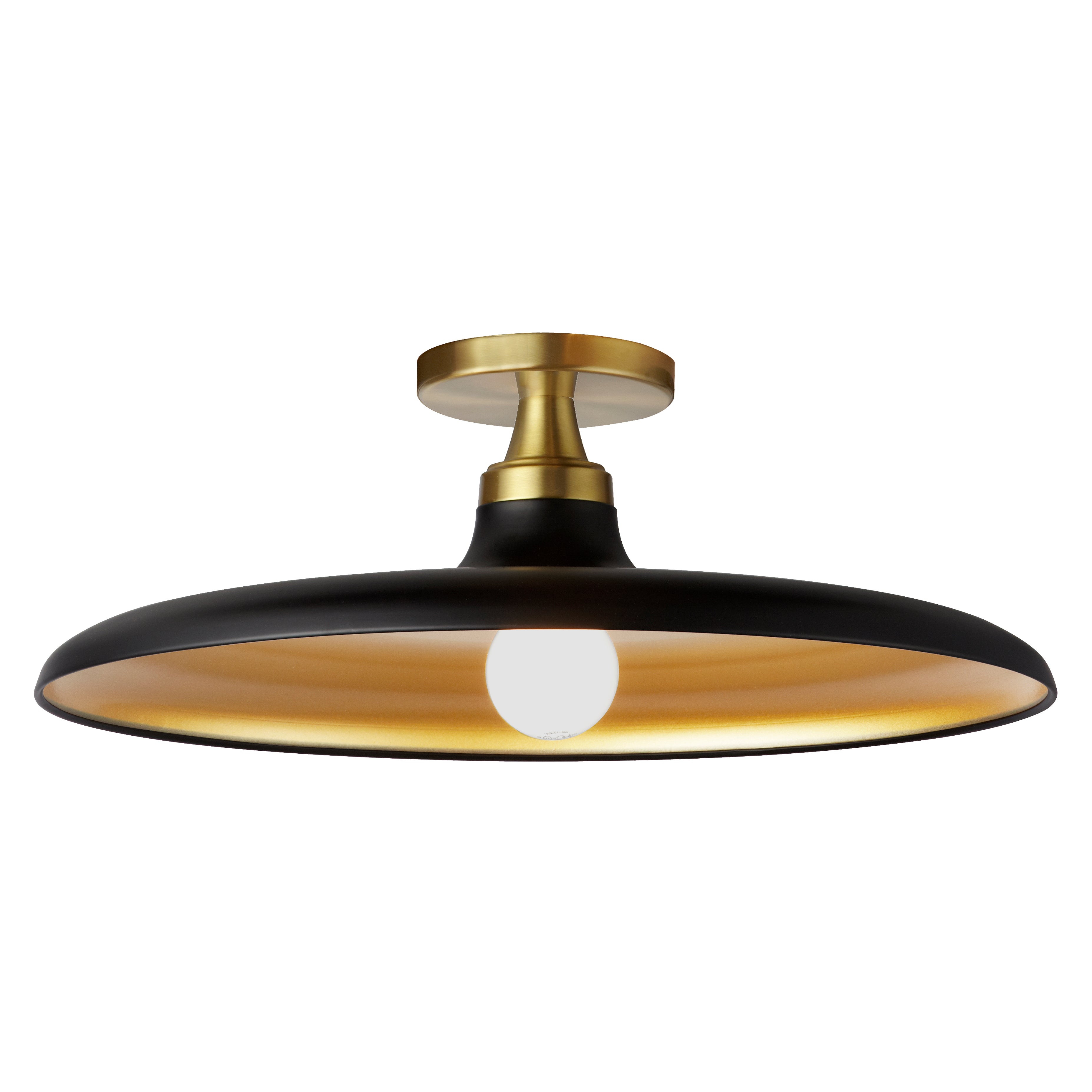 Plafonnier QUENTIN en noir mat et laiton vieilli — QTN-181SF-MB-AGB — Luminaire Expert