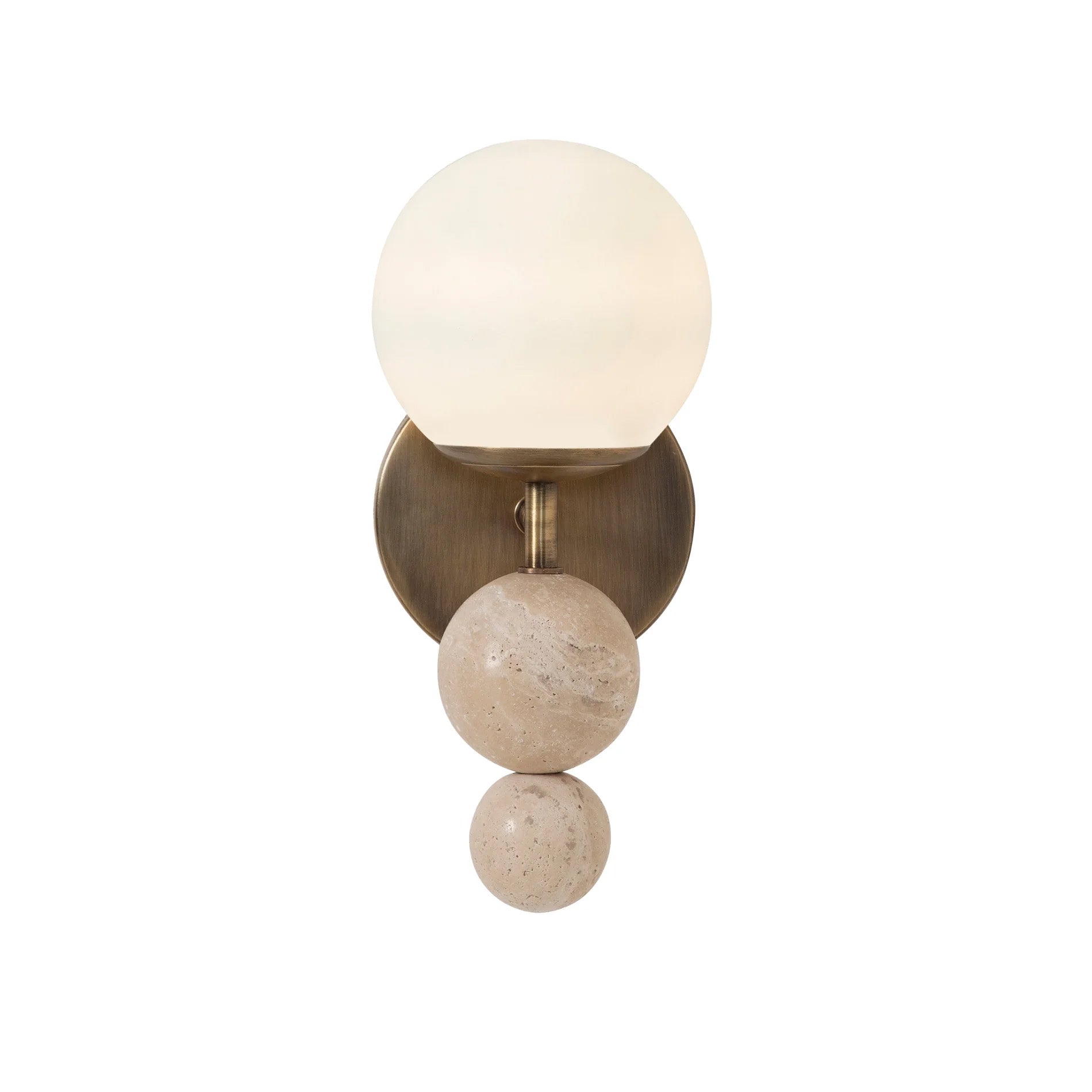 Applique murale CELESTA en laiton antique mat et travertin — WS183 — Luminaire Expert
