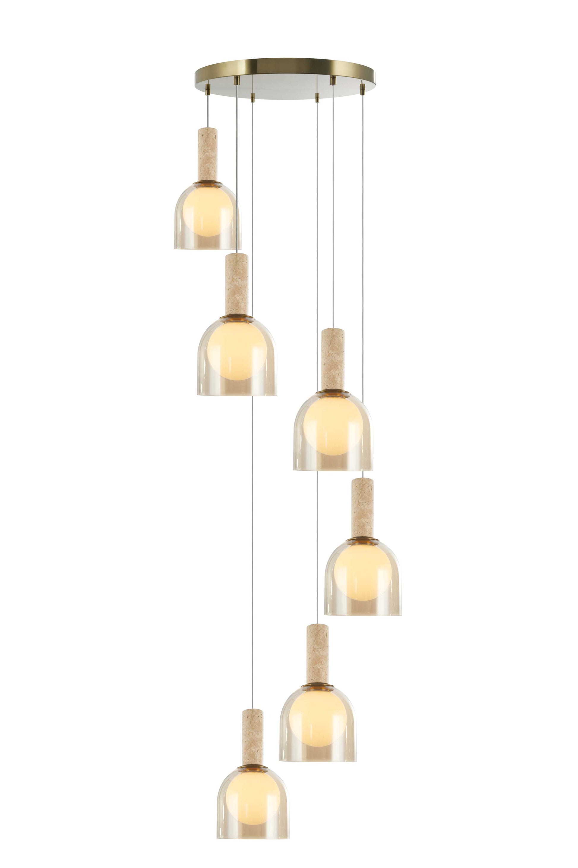 Suspension JUNA en laiton et travertin — SC13386BR — Luminaire Expert