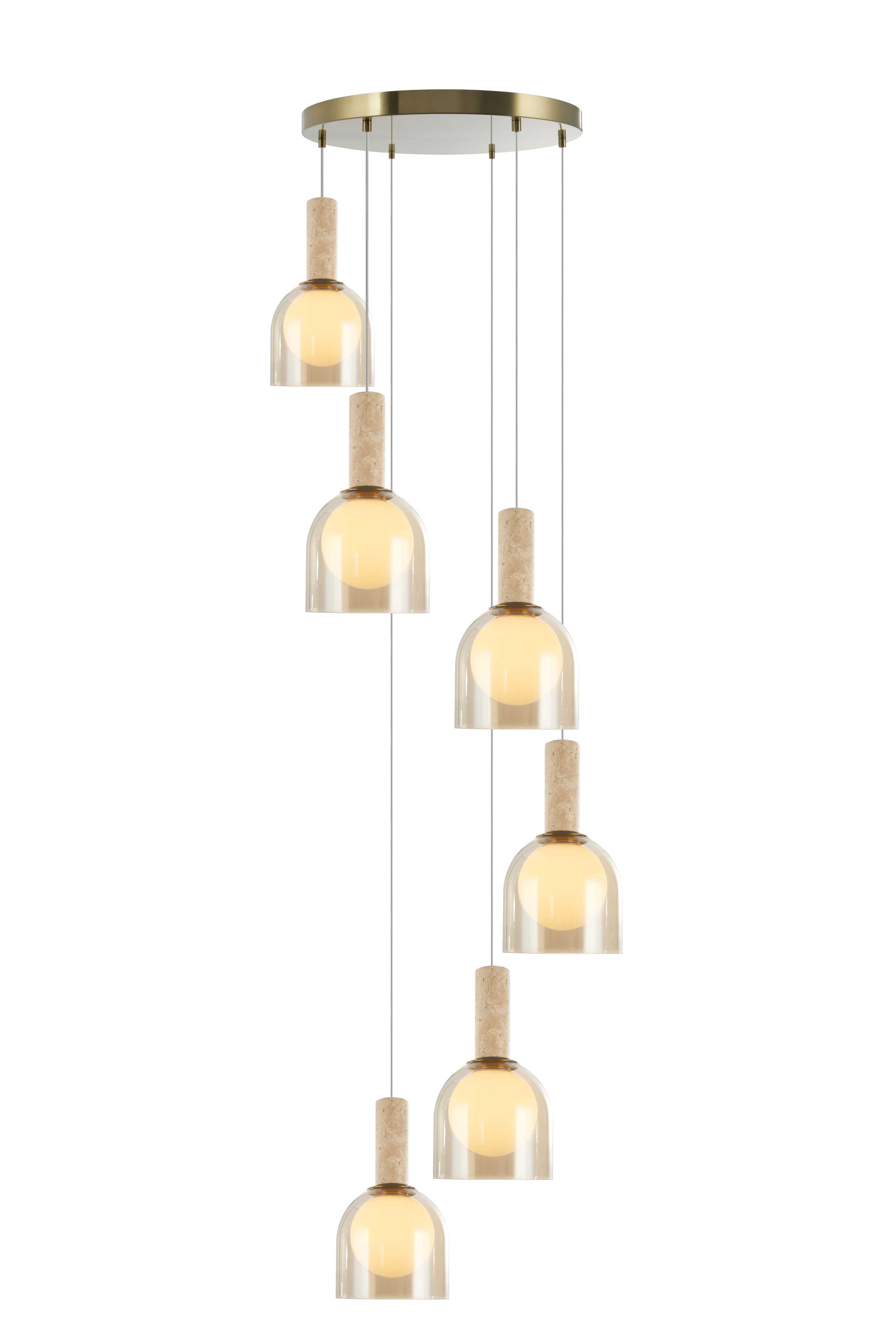 Suspension JUNA en laiton et travertin — SC13386BR — Luminaire Expert