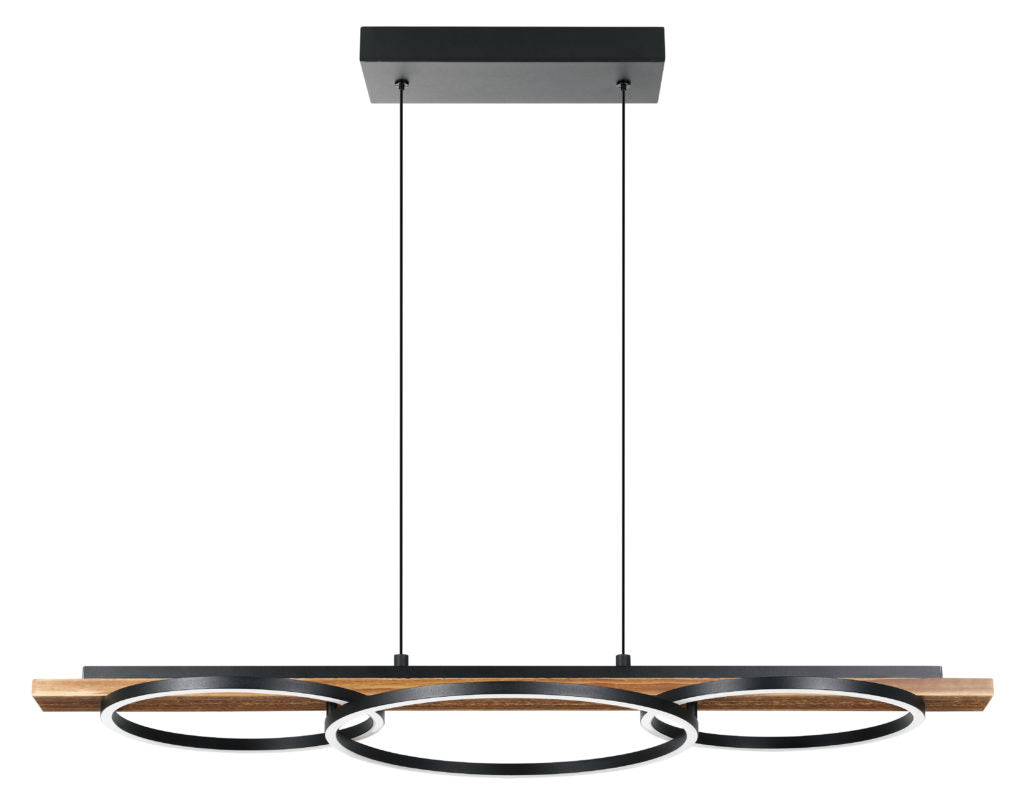 Suspension BOYAL en noir et bois — Eglo