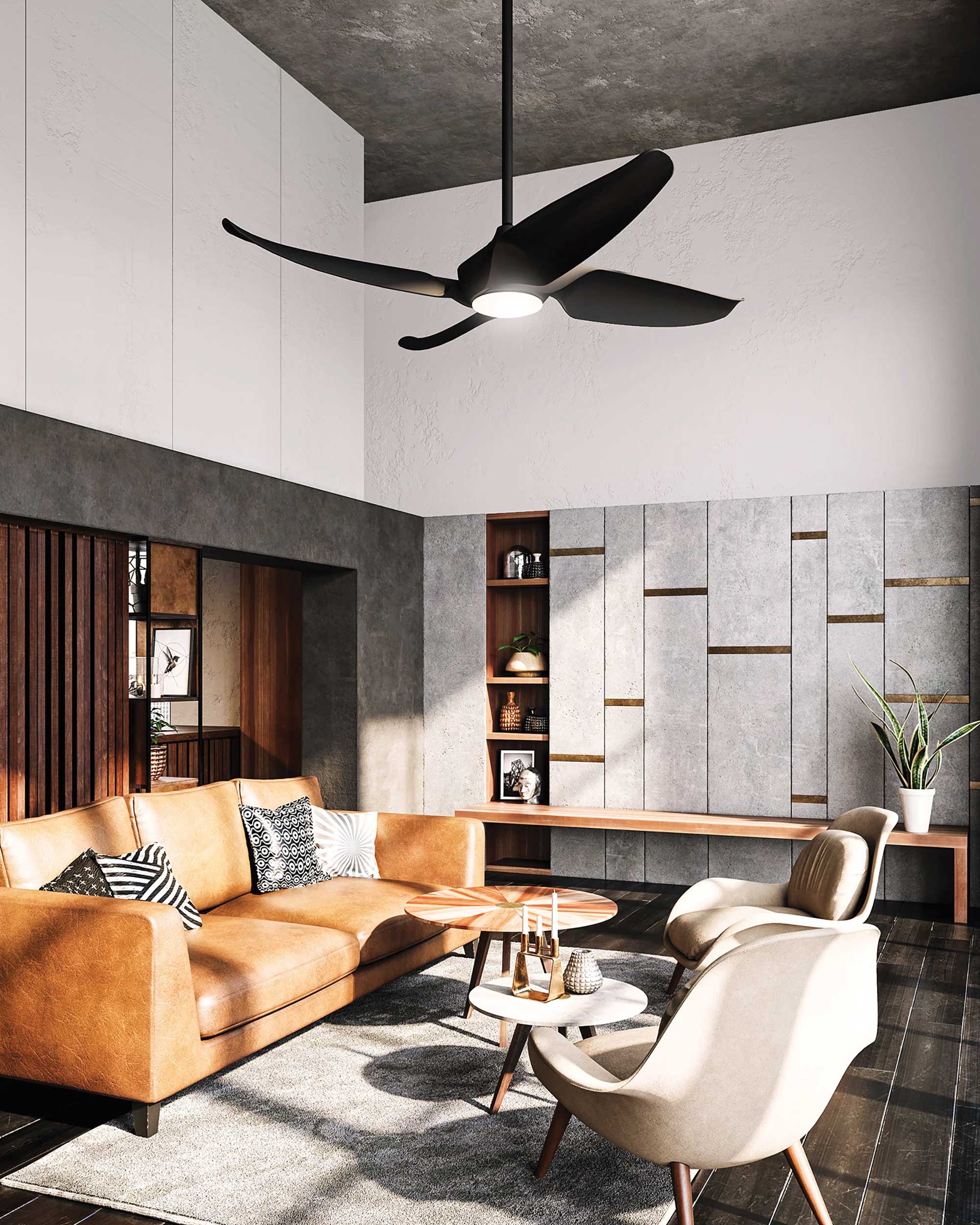 Ventilateur de plafond CORONADO en noir mat — CF90955-MB — Luminaire Expert