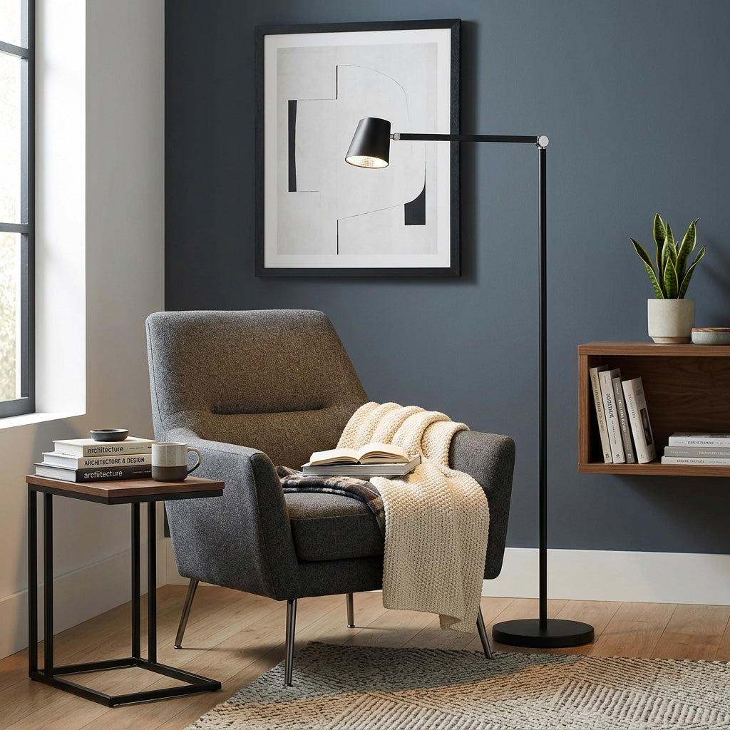 Lampe de plancher VEGA en noir — FL6101-BLK — Luminaire Expert