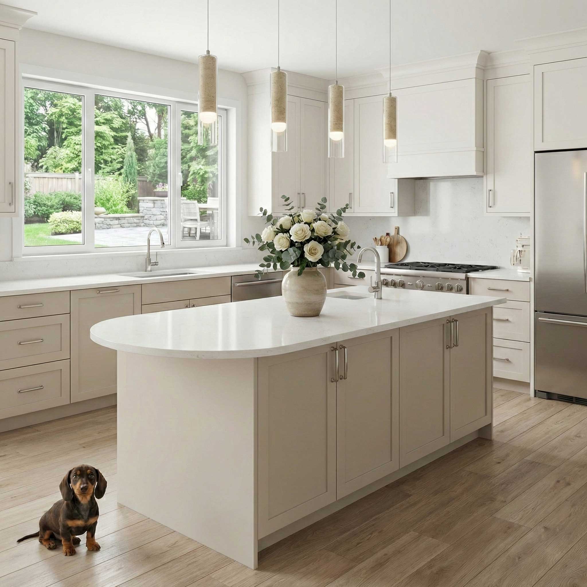 Suspension ZARA en nickel brossé et travertin — AC5100BN — Luminaire Expert