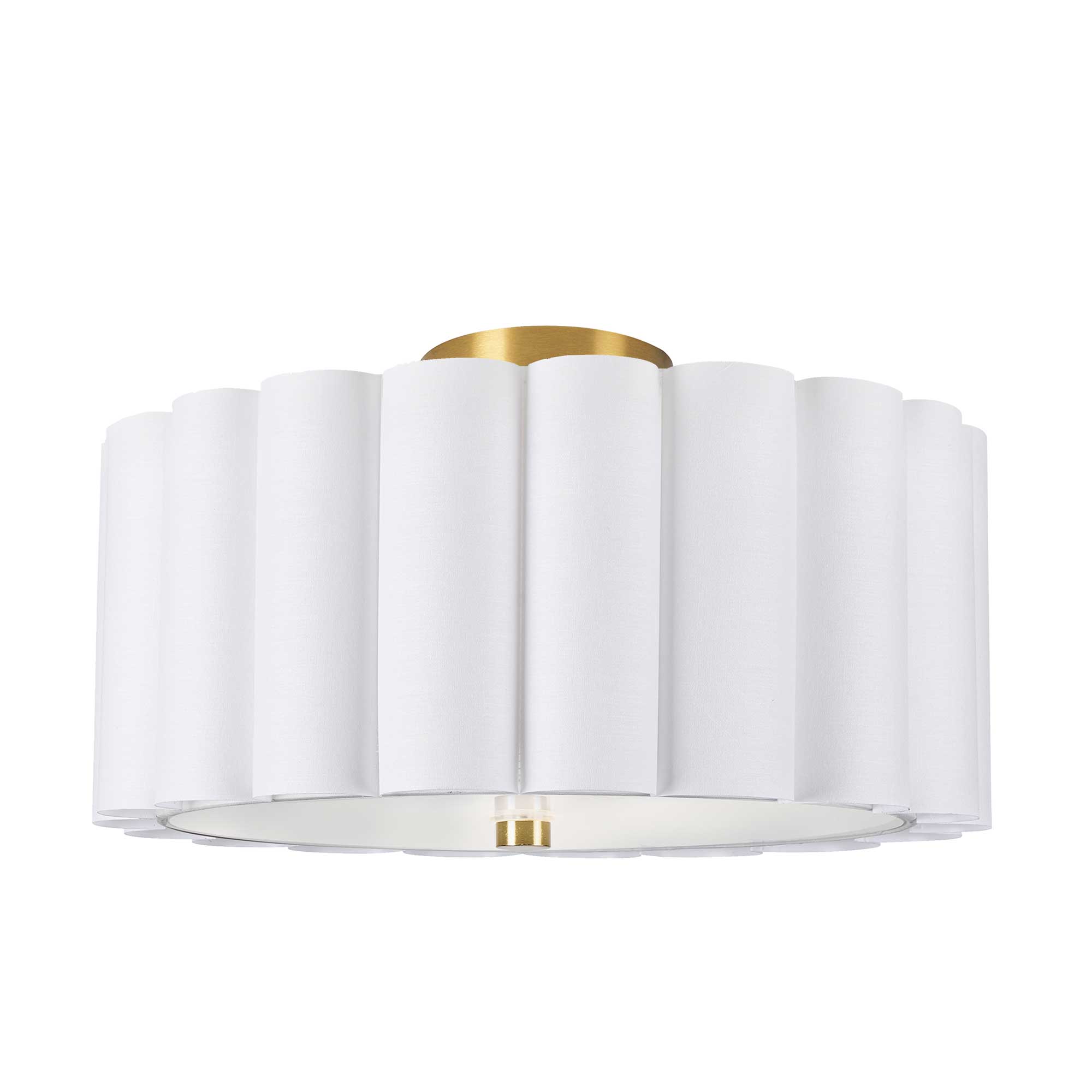 Semi-plafonnier PACIFICA en laiton vieilli et blanc — PCA-163SF-AGB-WH — Luminaire Expert
