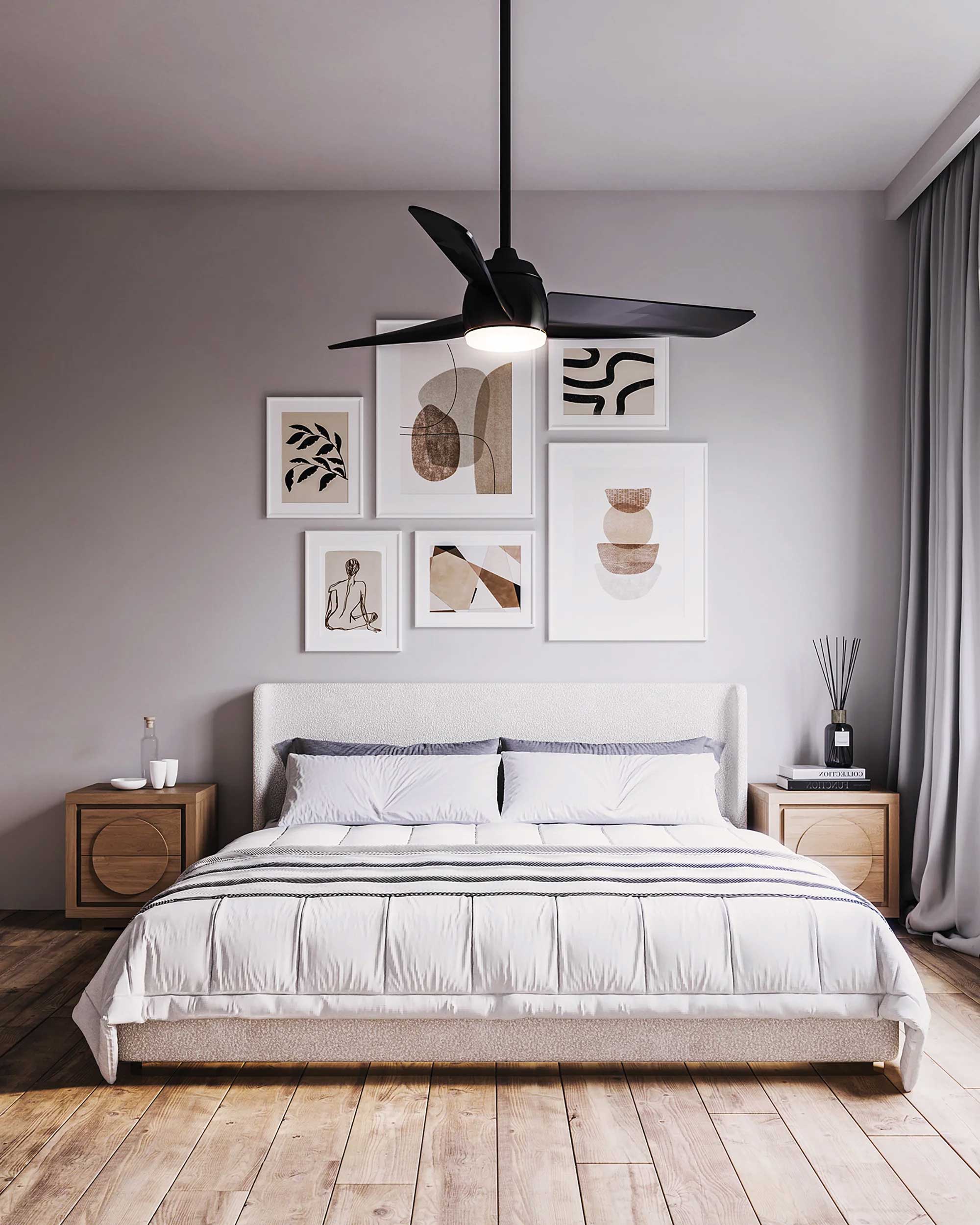 Ventilateur de plafond THALIA en noir mat — CF91954-MB — Luminaire Expert
