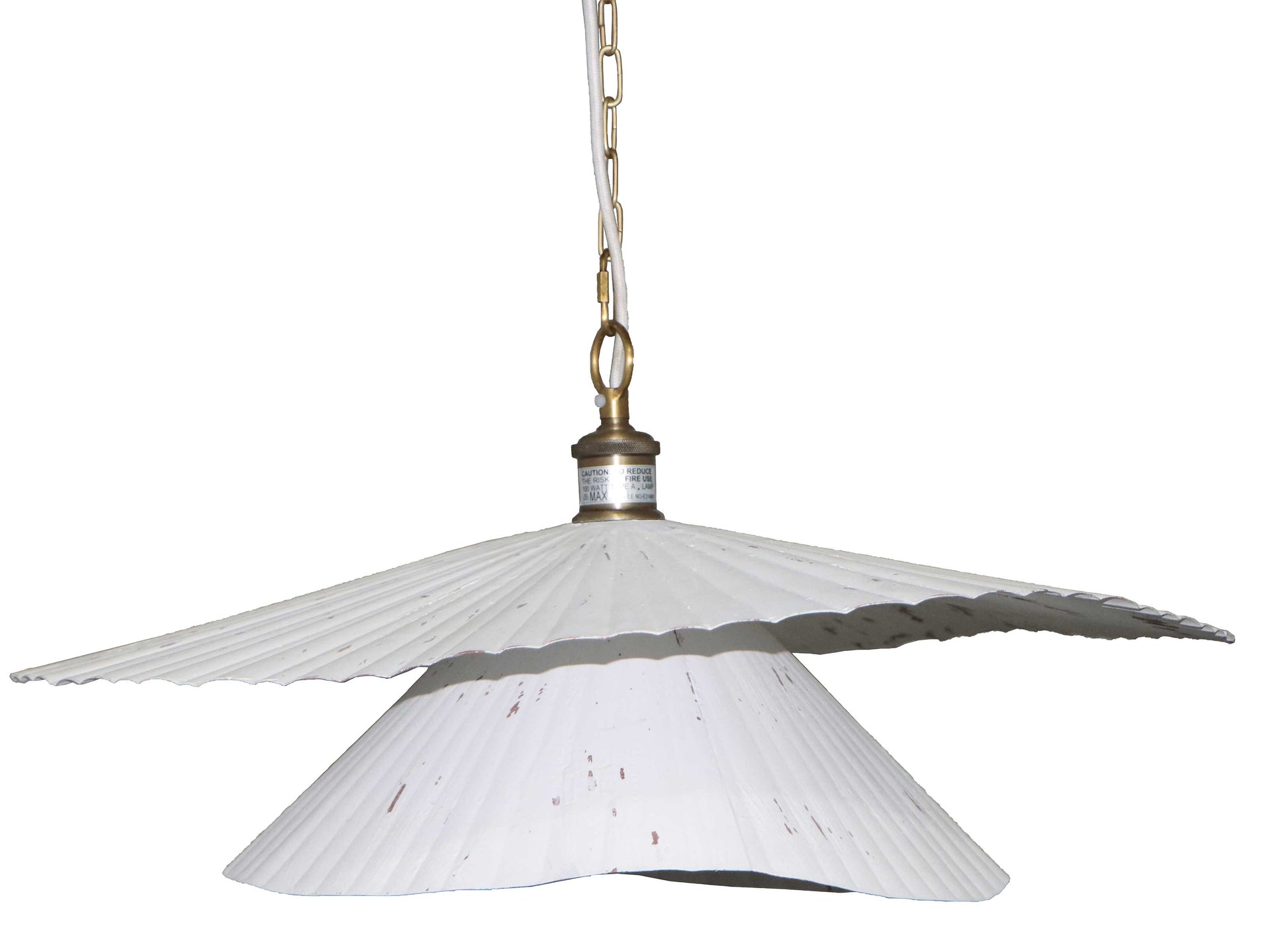Suspension RAVI en laiton antique et blanc vieilli — IPL2246B01WA — Luminaire Expert