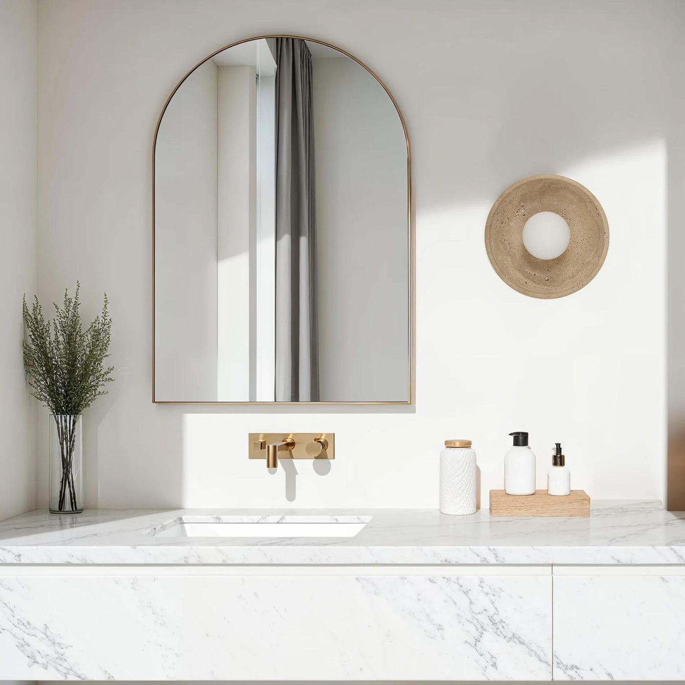 Applique murale MYRTOS en travertin naturel — WS155 — Luminaire Expert