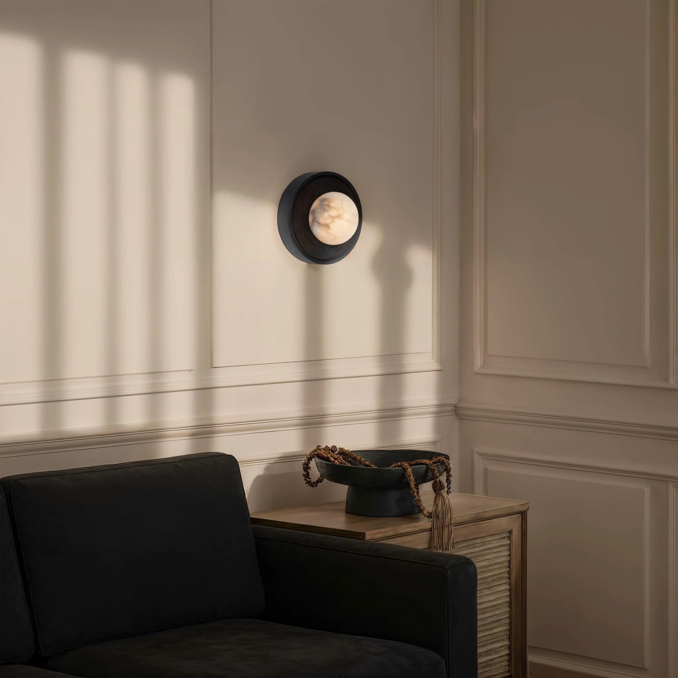 Applique murale HALOA en manguier teinté — WS182 — Luminaire Expert
