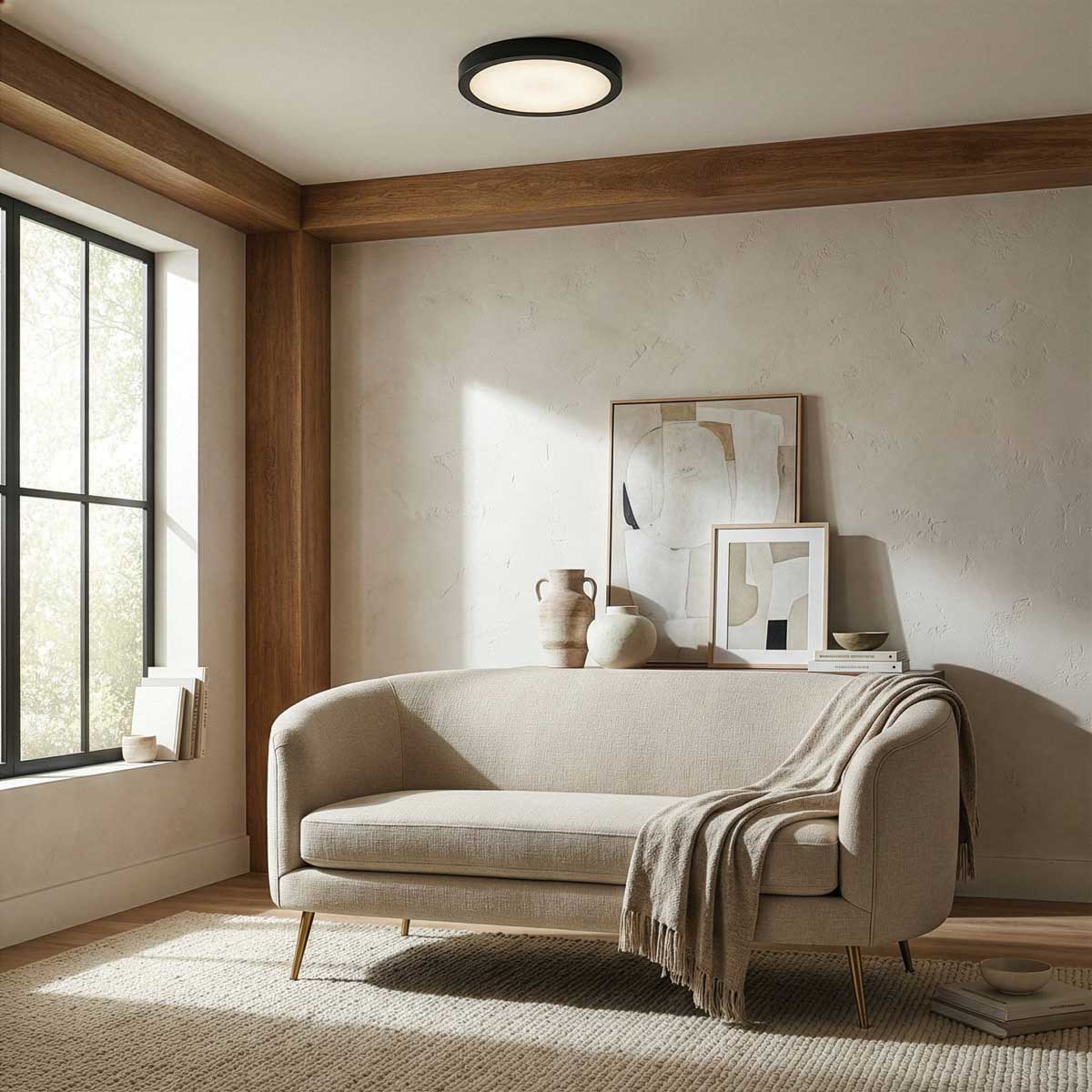Plafonnier en noir mat — DL-9F-20DCW-BK-C — Luminaire Expert