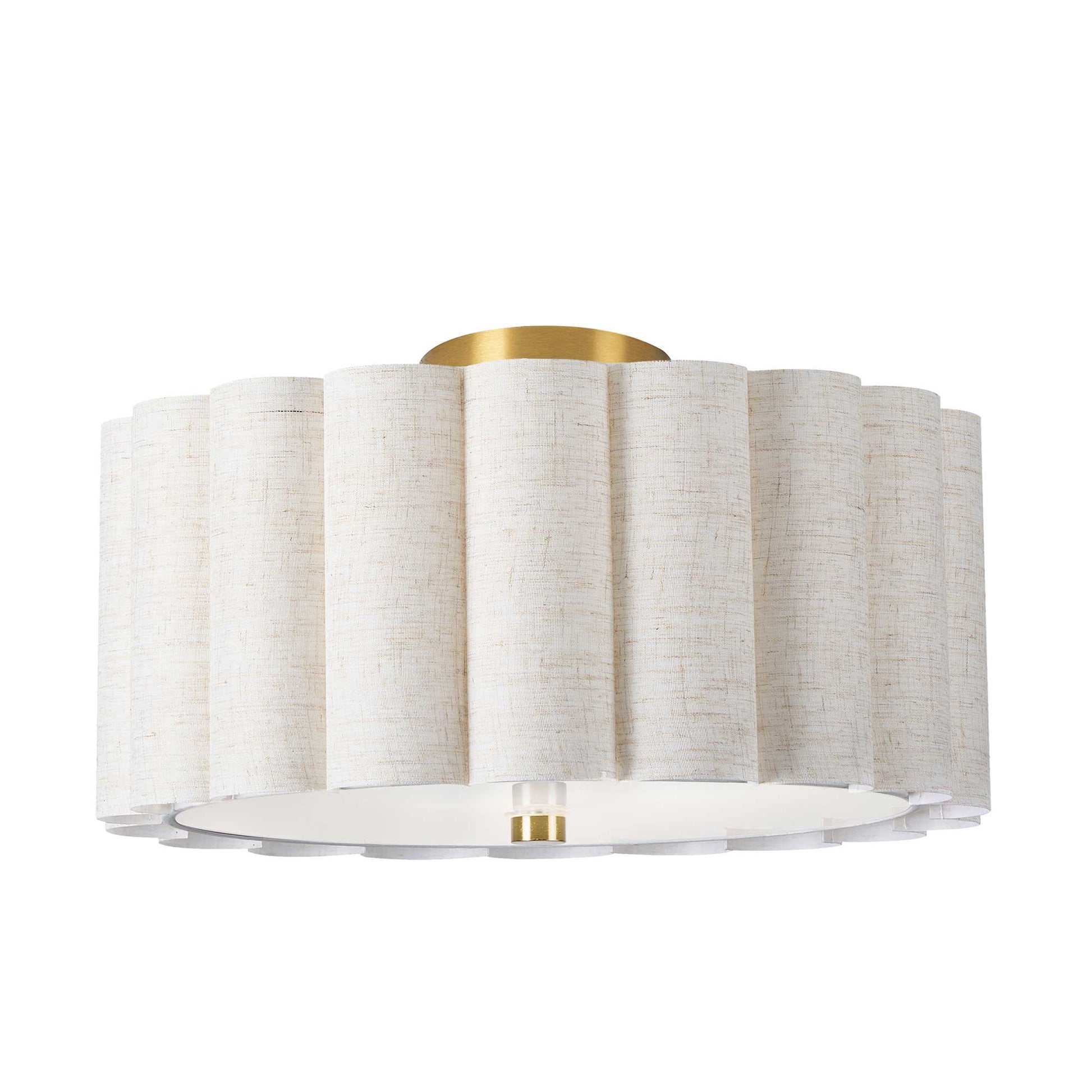 Semi-plafonnier PACIFICA en laiton vieilli et beige — PCA-163SF-AGB-FX — Luminaire Expert