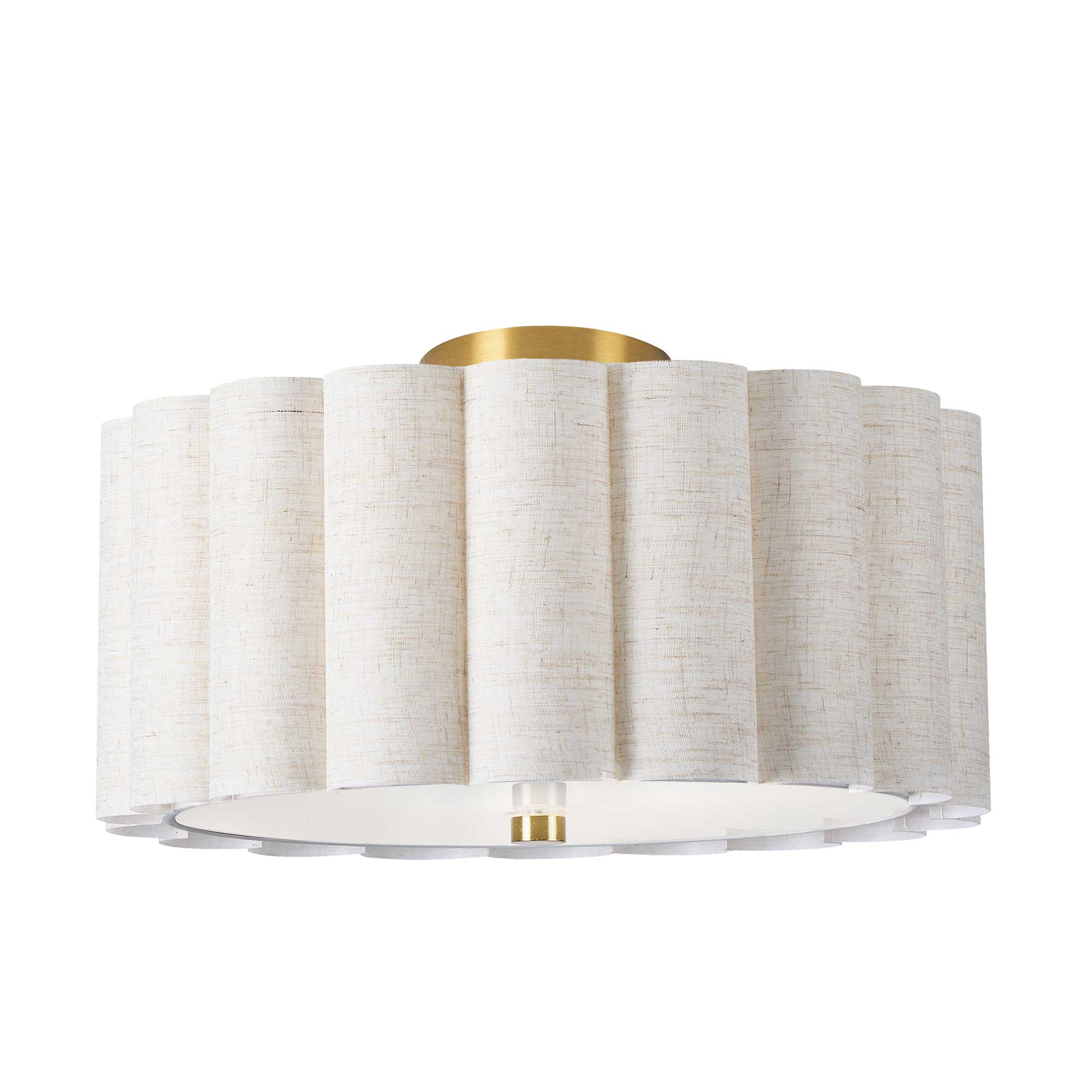 Semi-plafonnier PACIFICA en laiton vieilli et beige — PCA-163SF-AGB-FX — Luminaire Expert