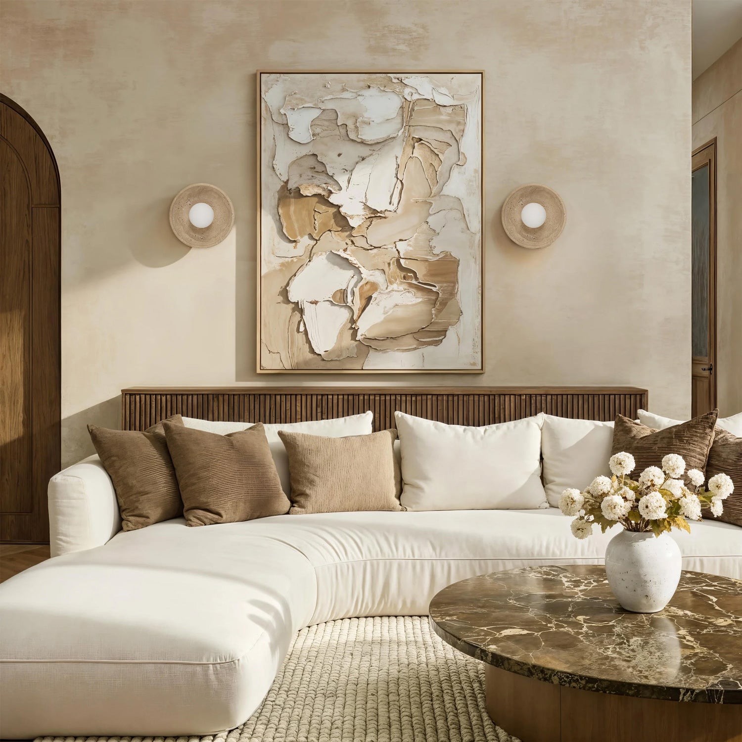 Applique murale MYRTOS en travertin naturel — WS155 — Luminaire Expert