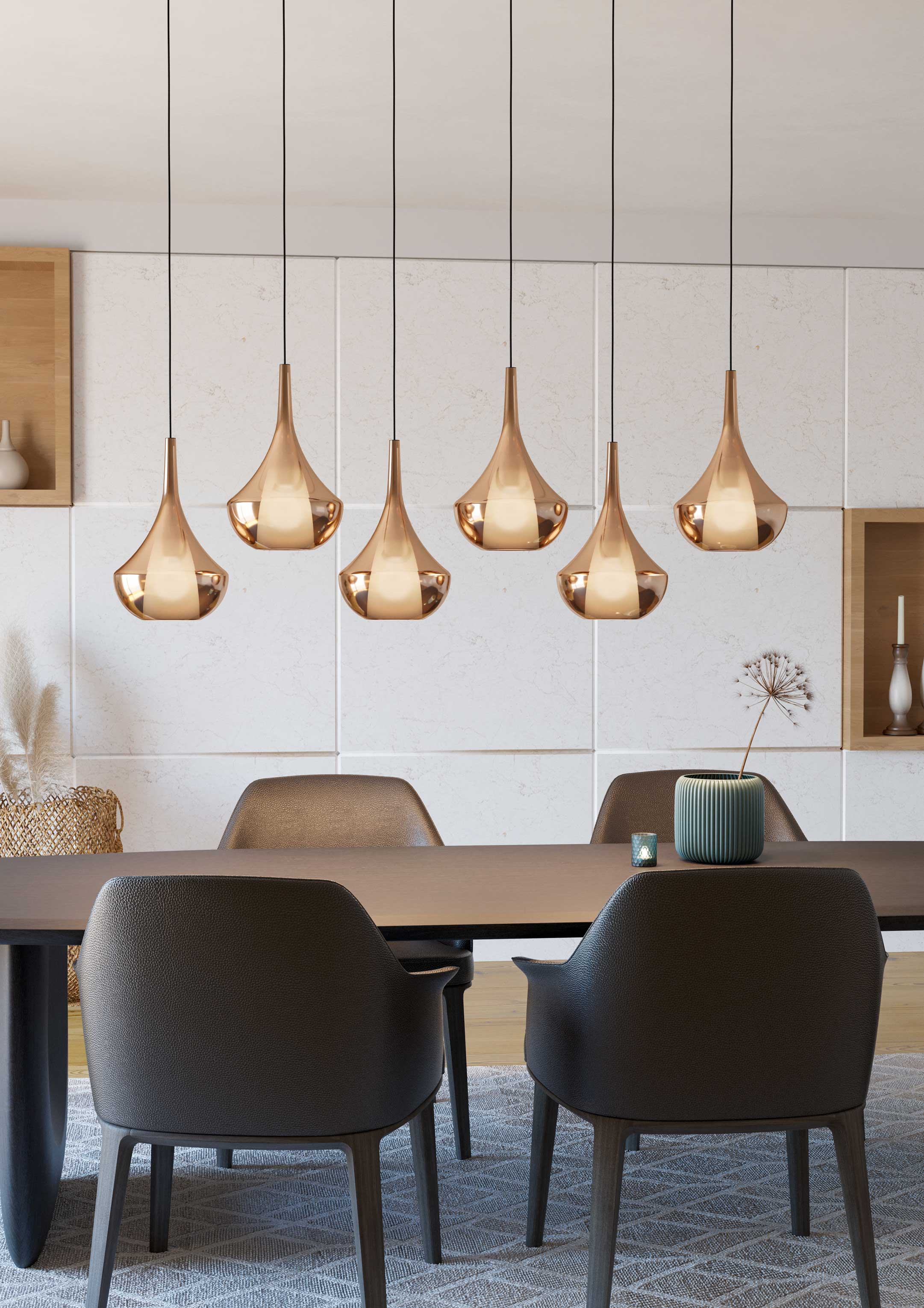 Suspension ALMOSTER en noir cuivré texturé — 390441A — Luminaire Expert