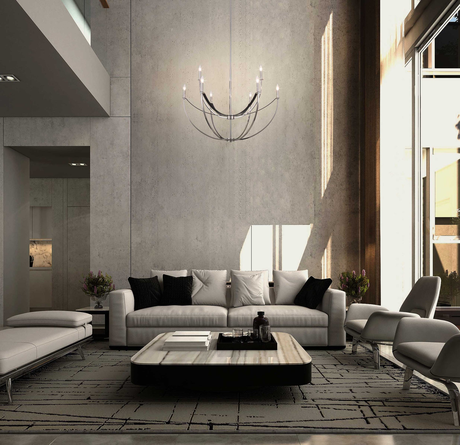 Suspension SUSSEX en nickel poli — 207888A — Luminaire Expert