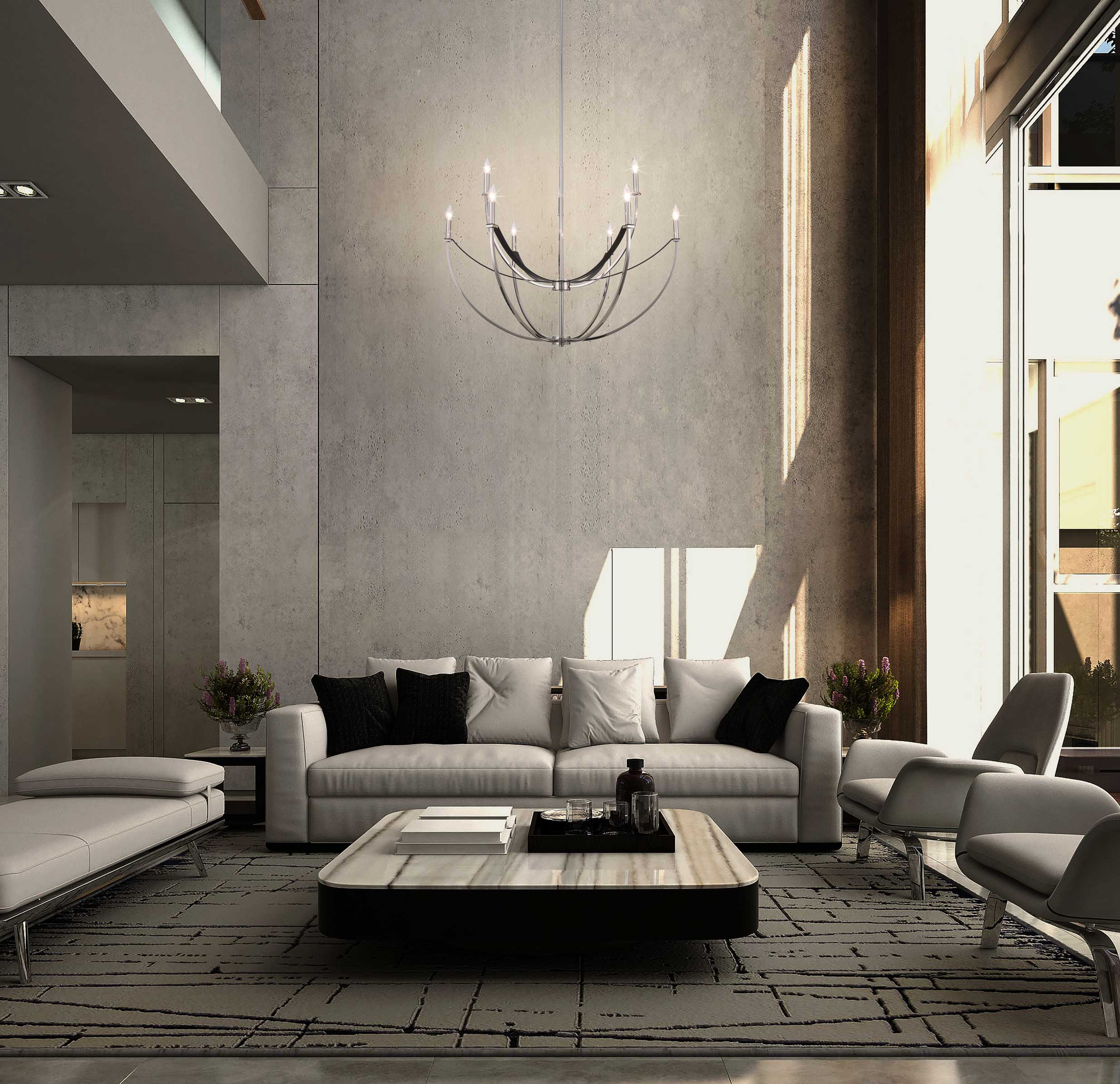 Suspension SUSSEX en nickel poli — 207888A — Luminaire Expert