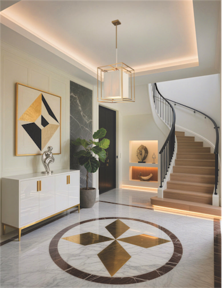 Suspension ABBEY en laiton et crème — 207269A — Luminaire Expert