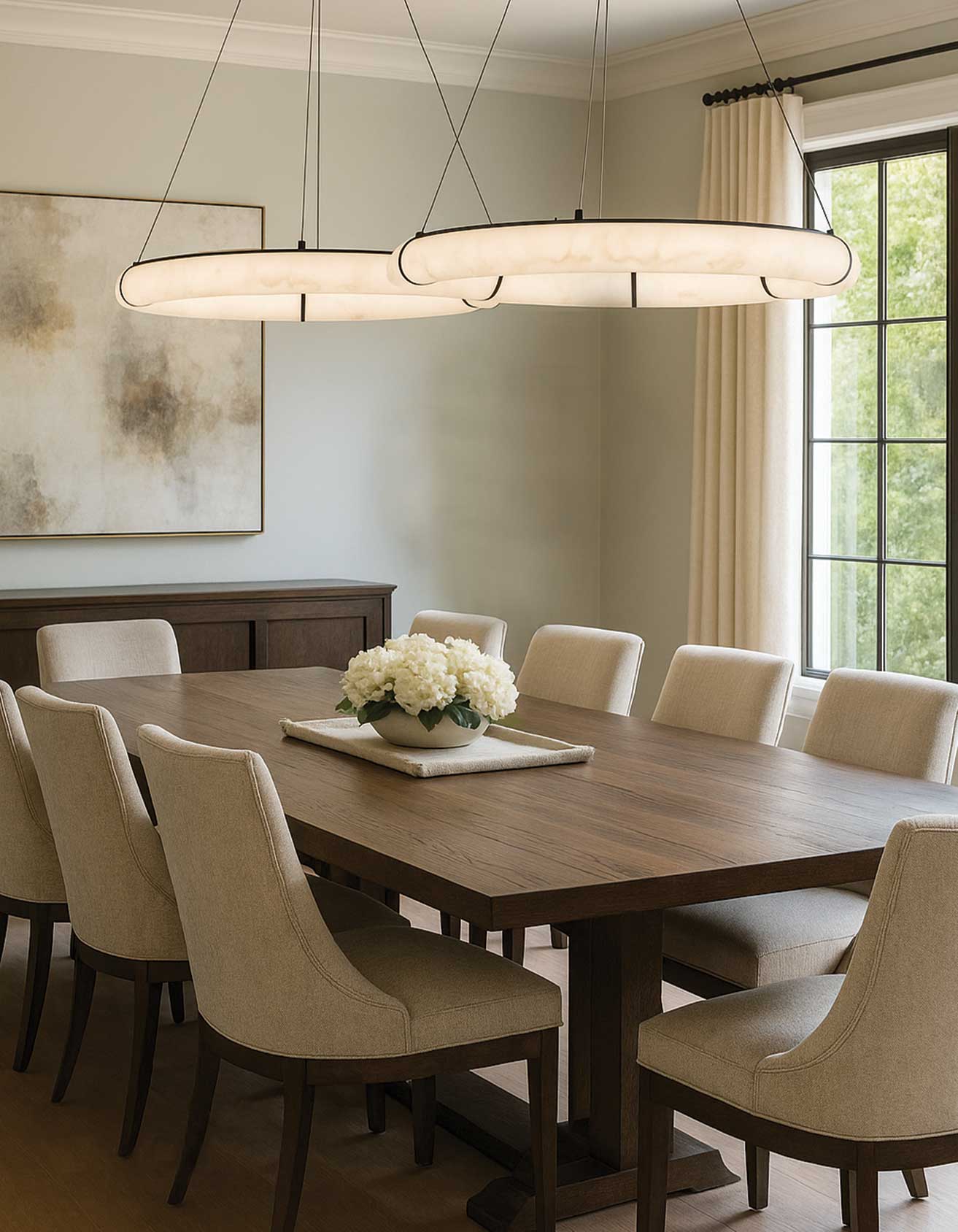 Suspension REUBEN en noir mat et albâtre — RBN-2360LEDP-MB-ALB — Luminaire Expert