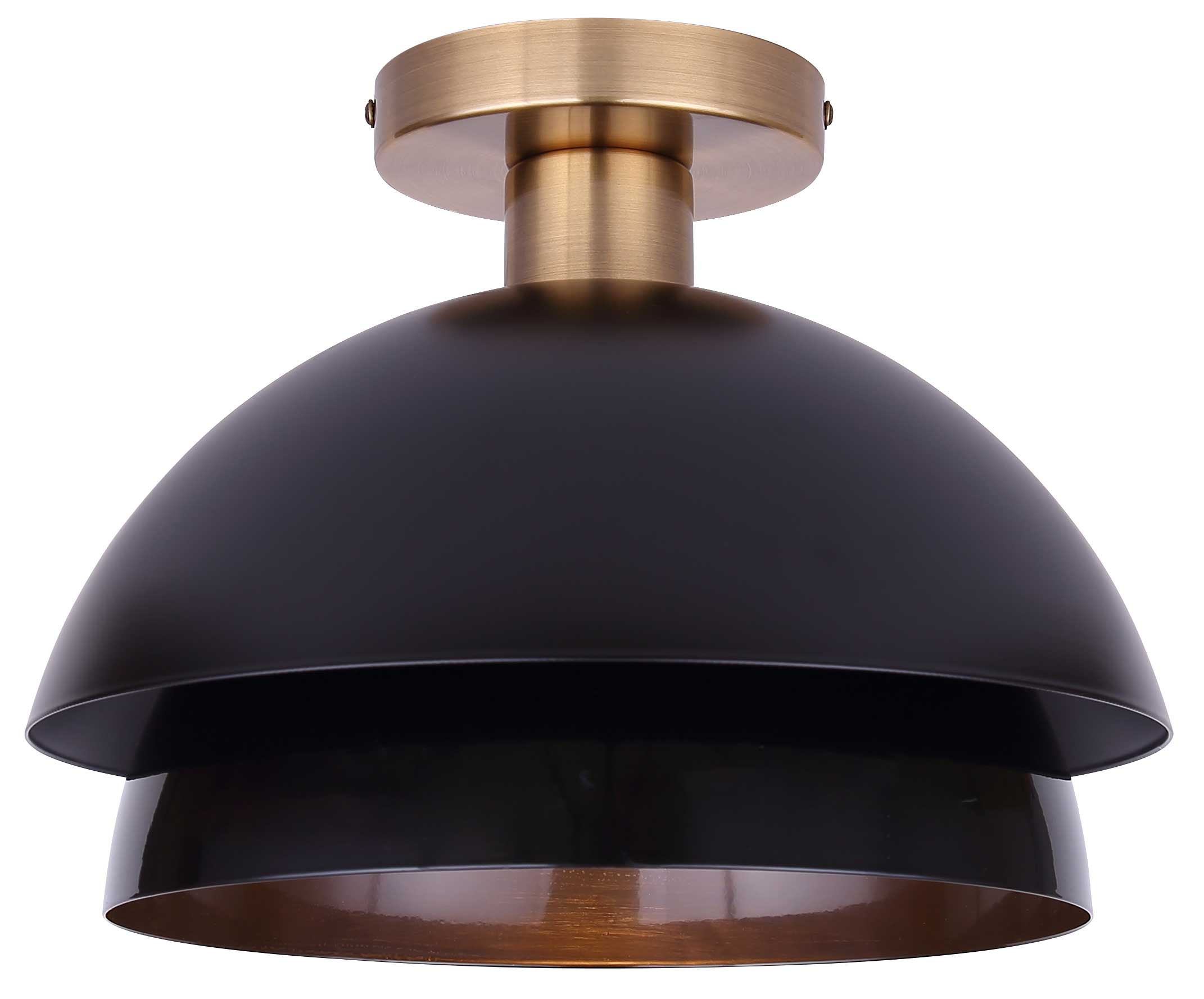 Semi-plafonnier ANYA en or, noir mat et noir brillant — ISF2264B01BKG — Luminaire Expert