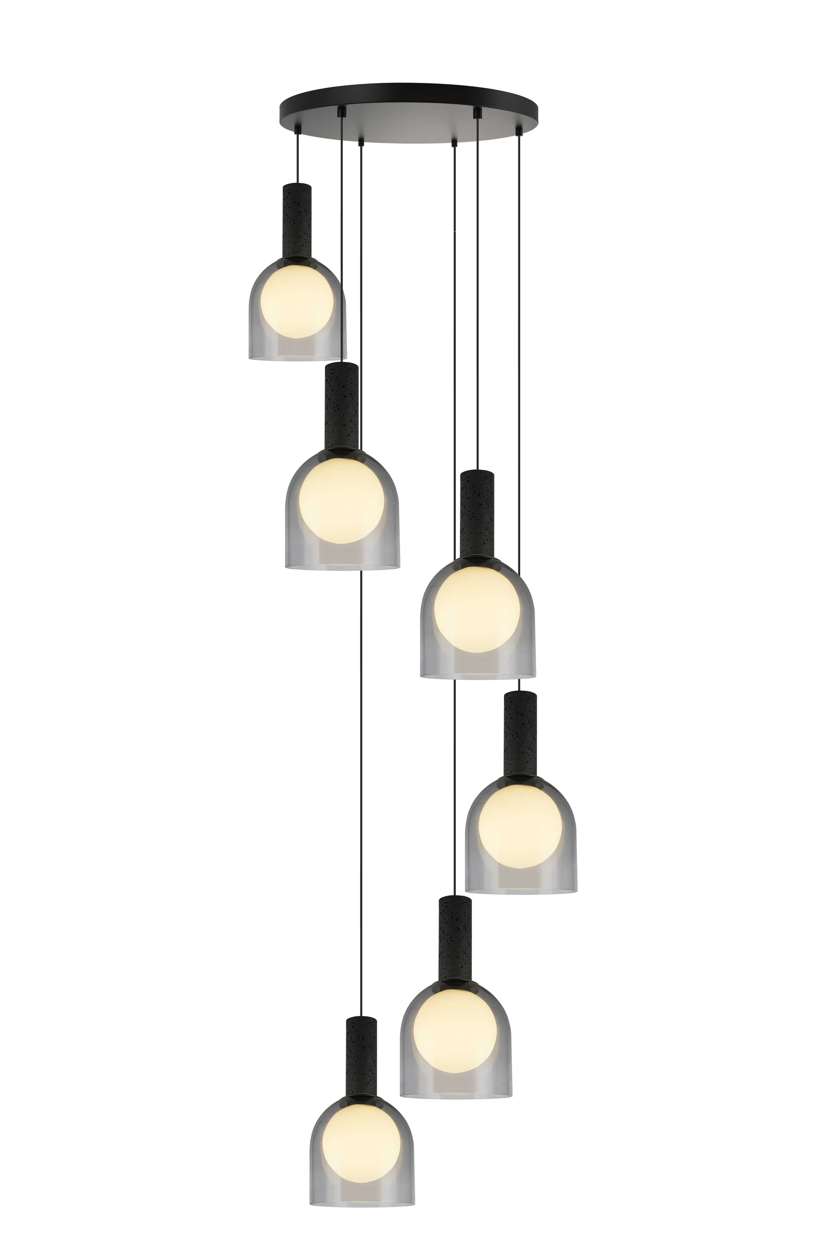 Suspension JUNA en noir et travertin — SC13386BK — Luminaire Expert