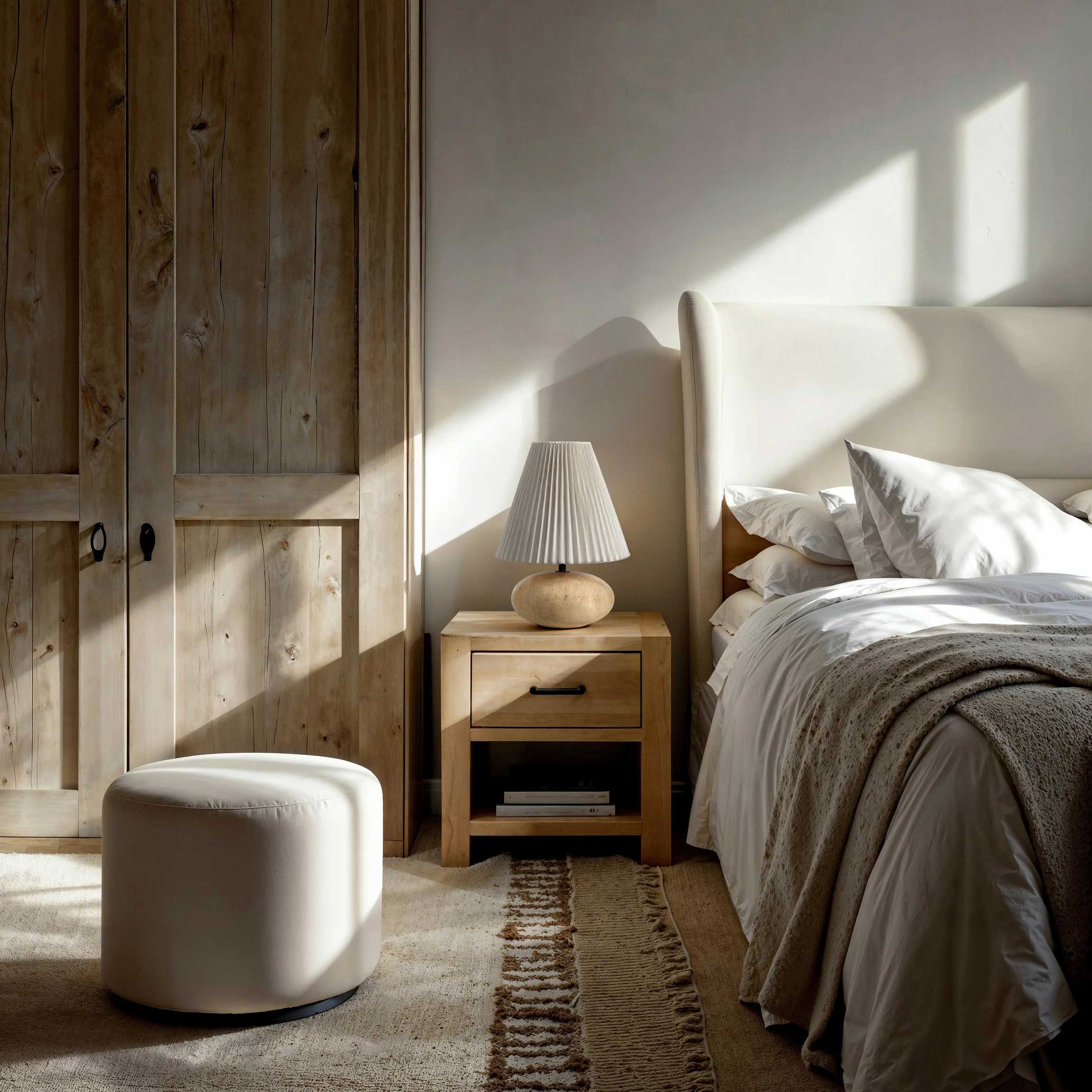 Lampe de table NOTO en travertin naturel — LPT1371 — Luminaire Expert