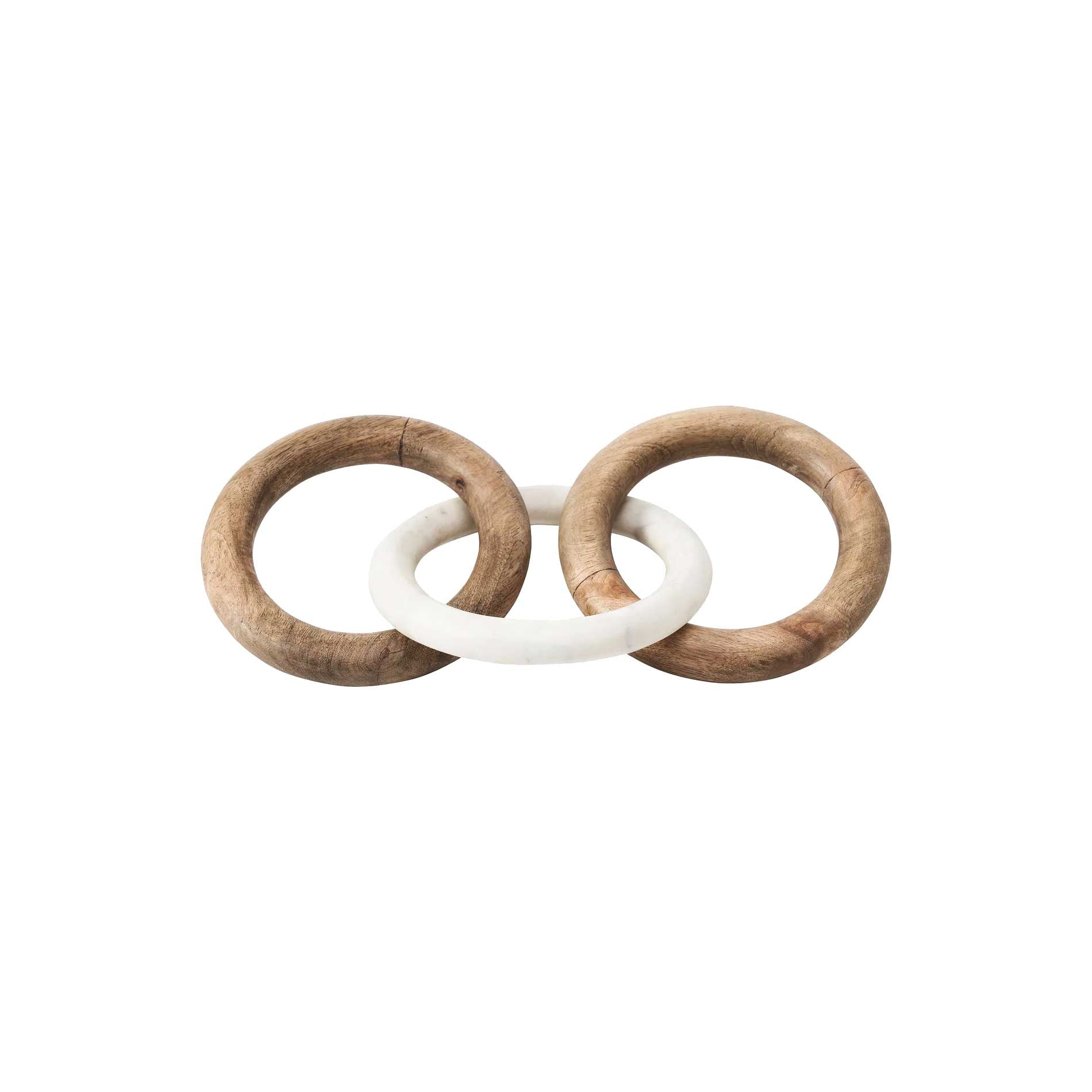 Accessoire décoratif LUSINE en bois de manguier naturel et marbre blanc — STA768 — Luminaire Expert