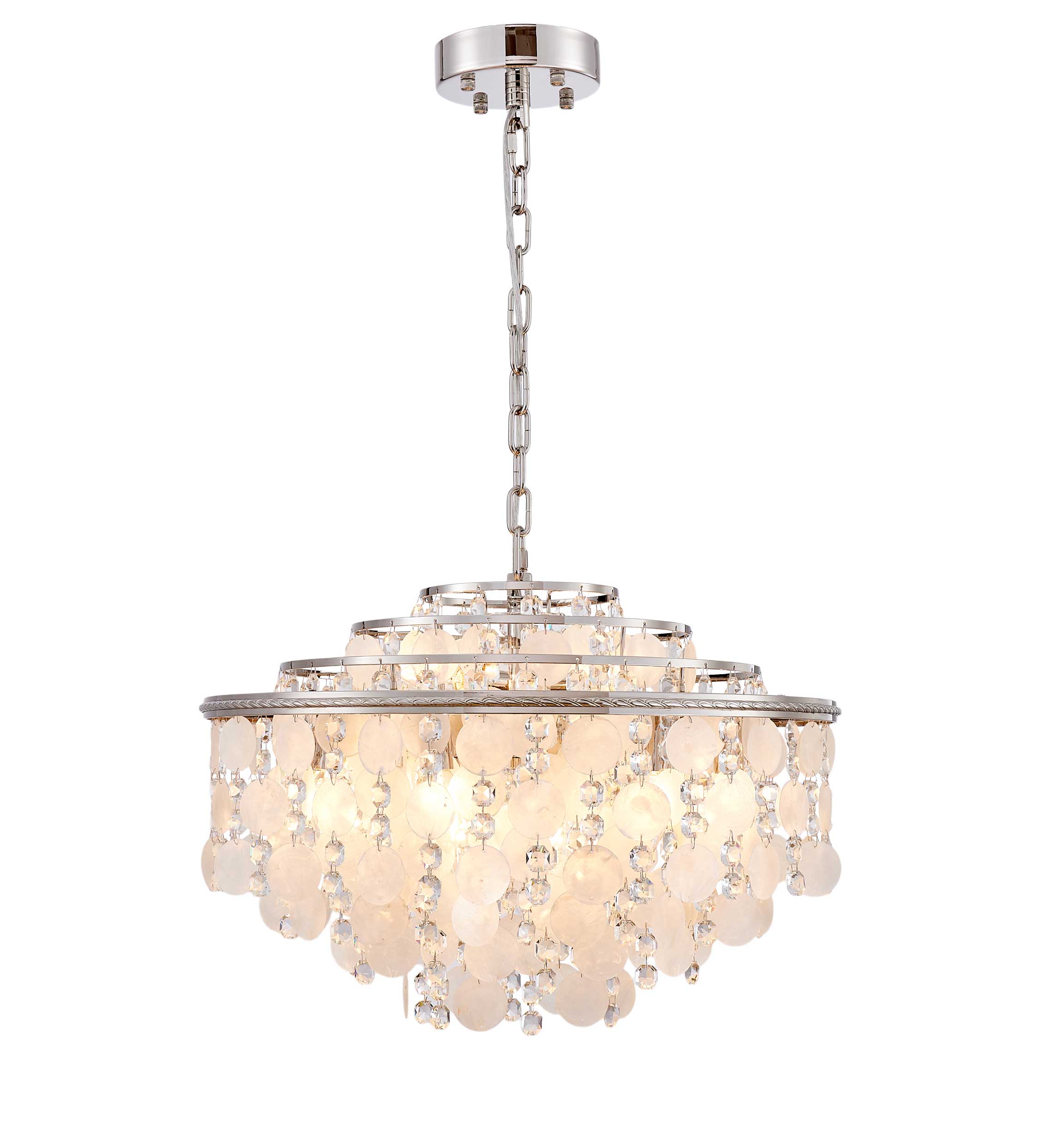 Suspension AVARA en nickel poli — AC12073PN — Luminaire Expert