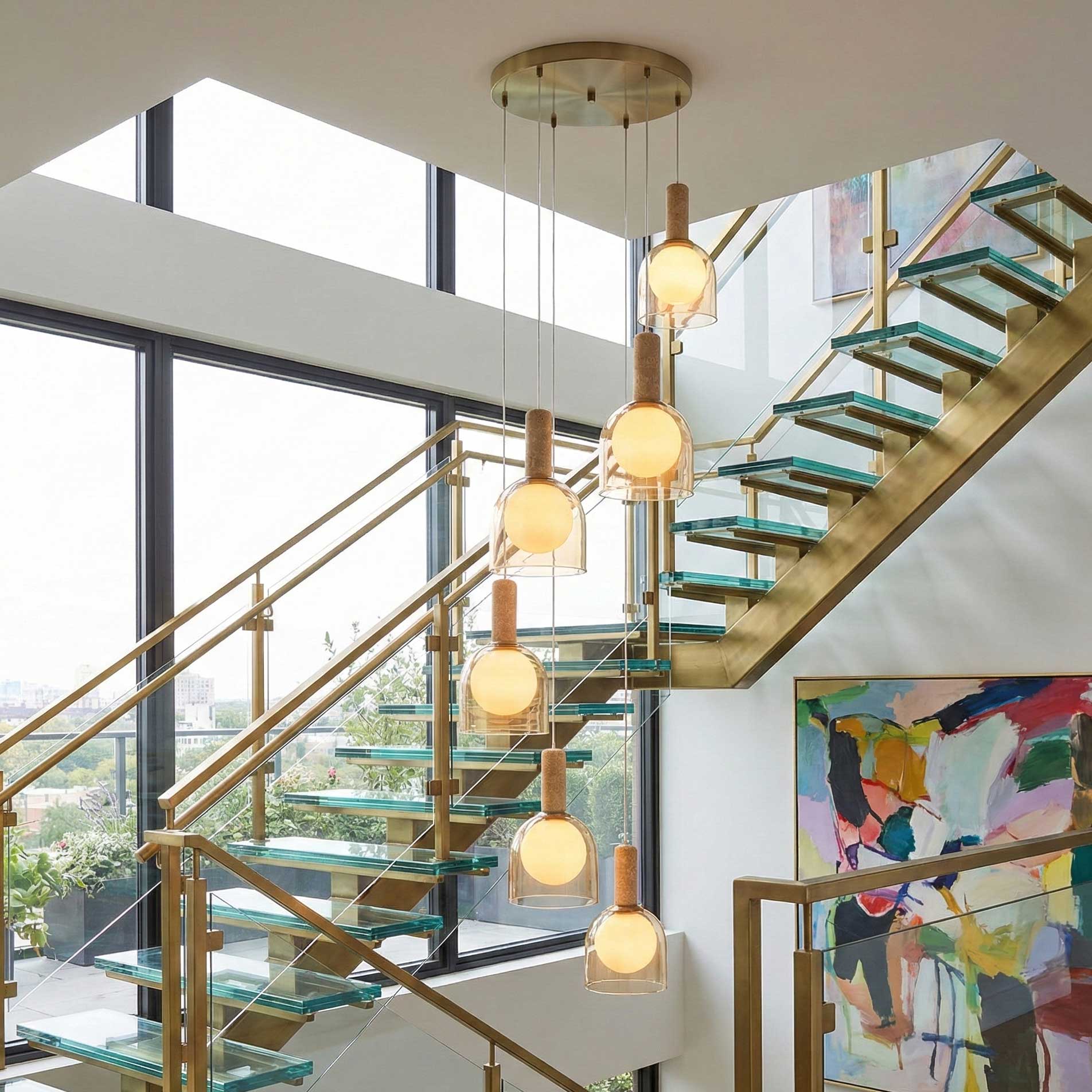 Suspension JUNA en laiton et travertin — SC13386BR — Luminaire Expert