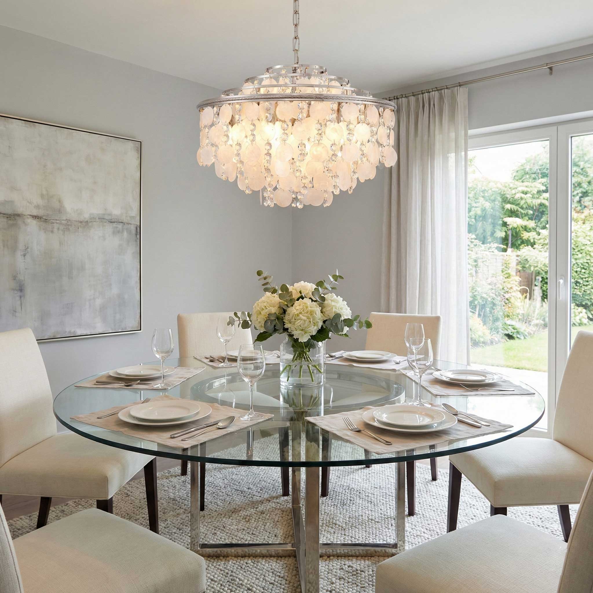 Suspension AVARA en nickel poli — AC12073PN — Luminaire Expert