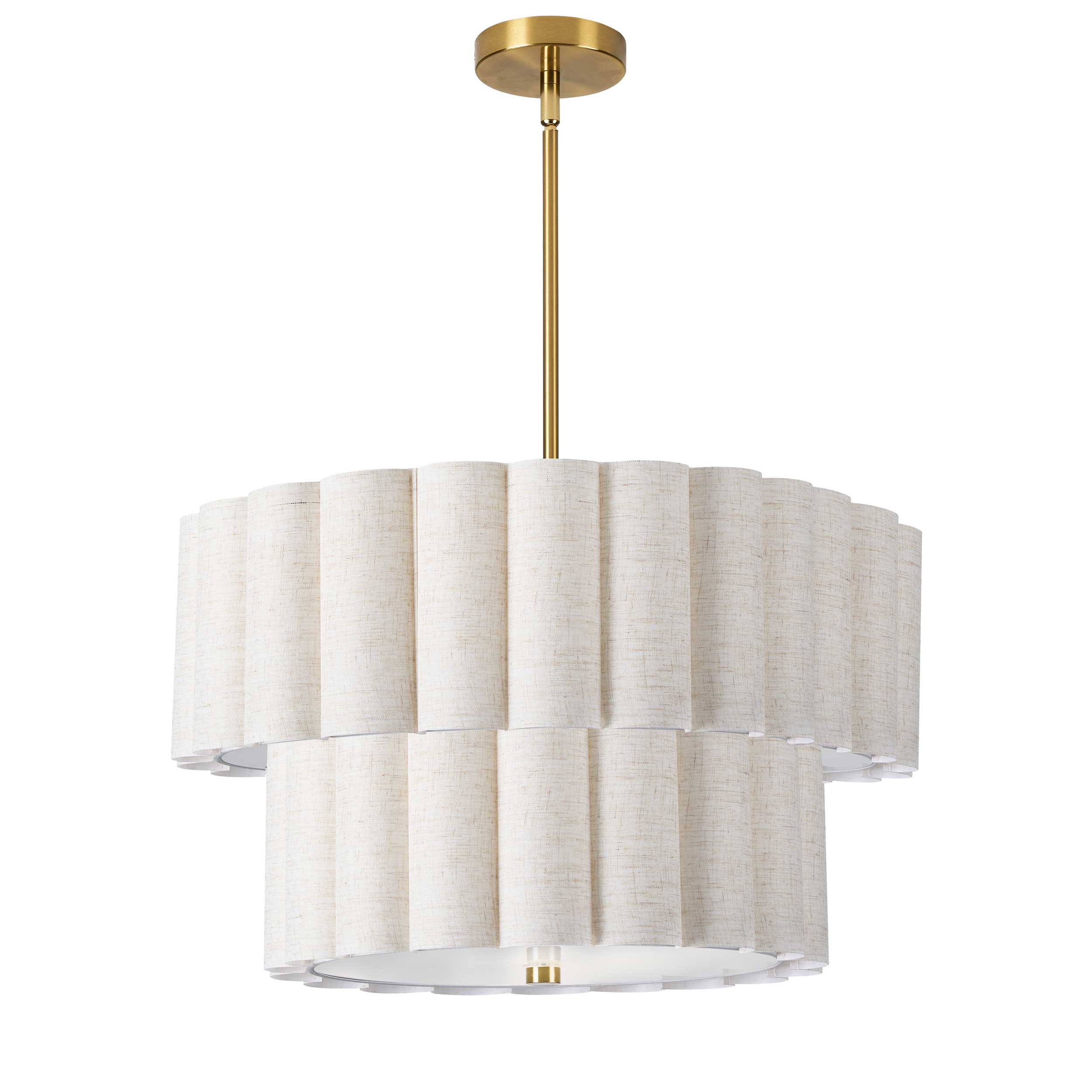 Suspension PACIFICA en laiton vieilli et beige — PCA-224P-AGB-FX — Luminaire Expert