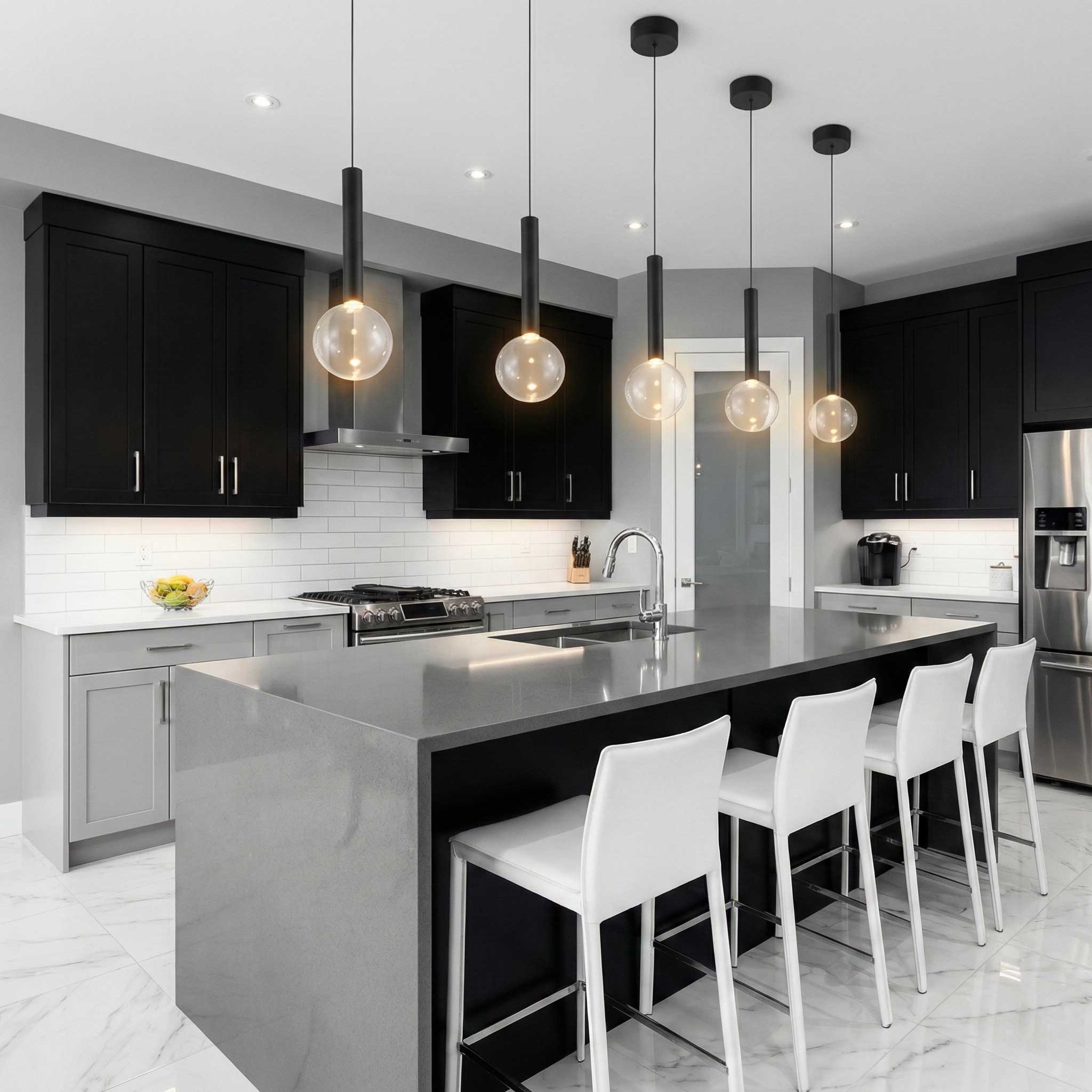 Suspension TERRA en noir — AC6850BK — Luminaire Expert