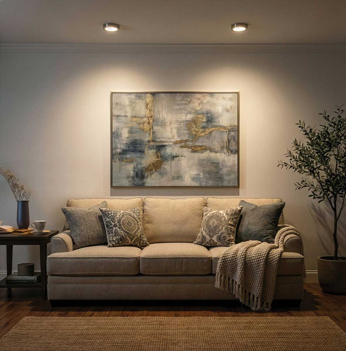 Plafonnier en nickel brossé — DL-7F-15DCW-BN-C — Luminaire Expert