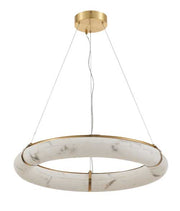 Suspension REUBEN en laiton vieilli et albâtre — RBN-2768LEDP-AGB-ALB — Luminaire Expert