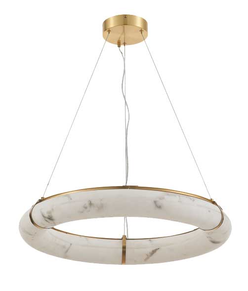 Suspension REUBEN en laiton vieilli et albâtre — RBN-2768LEDP-AGB-ALB — Luminaire Expert