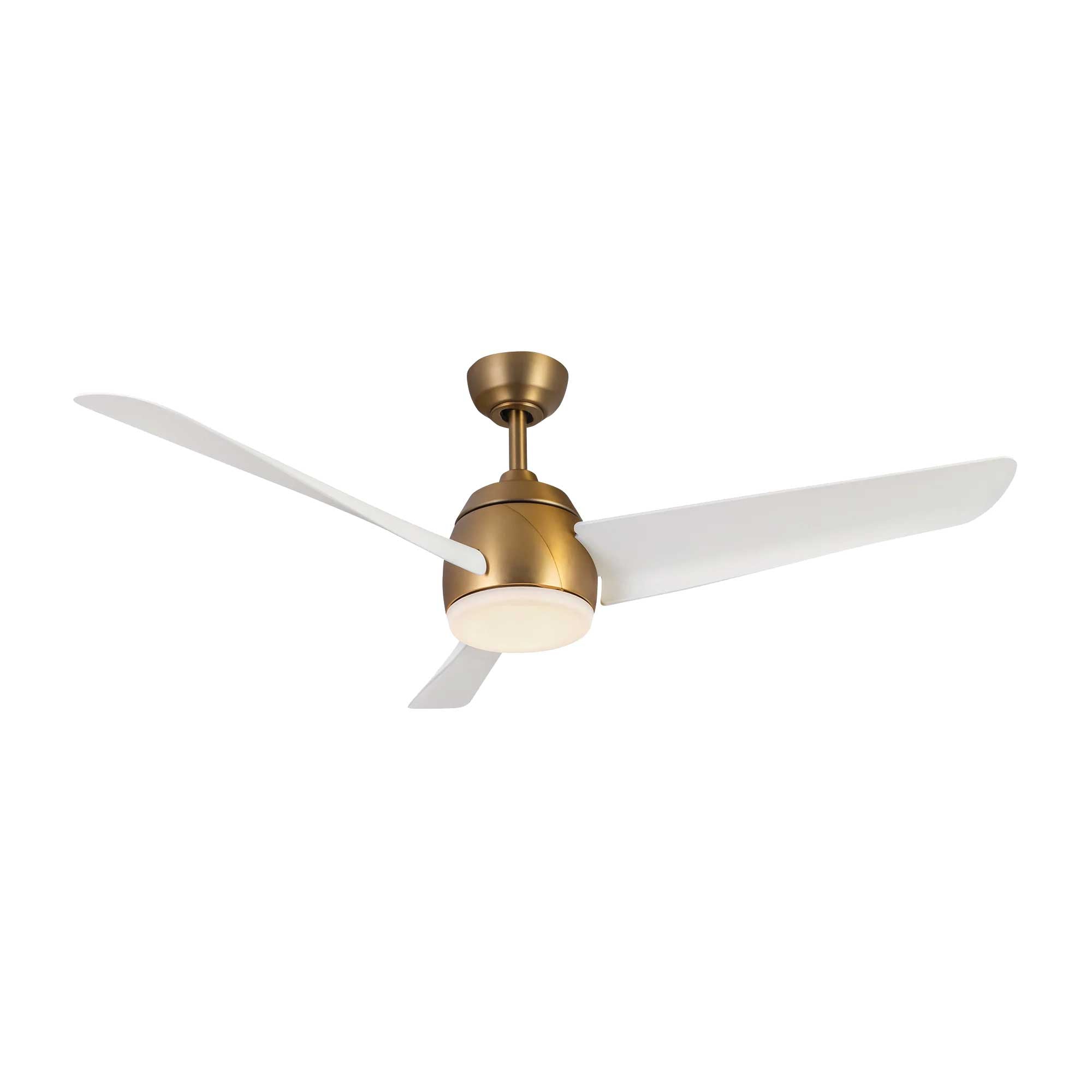 Ventilateur de plafond THALIA en or brossé et blanc mat — CF91954-BG/WH — Luminaire Expert