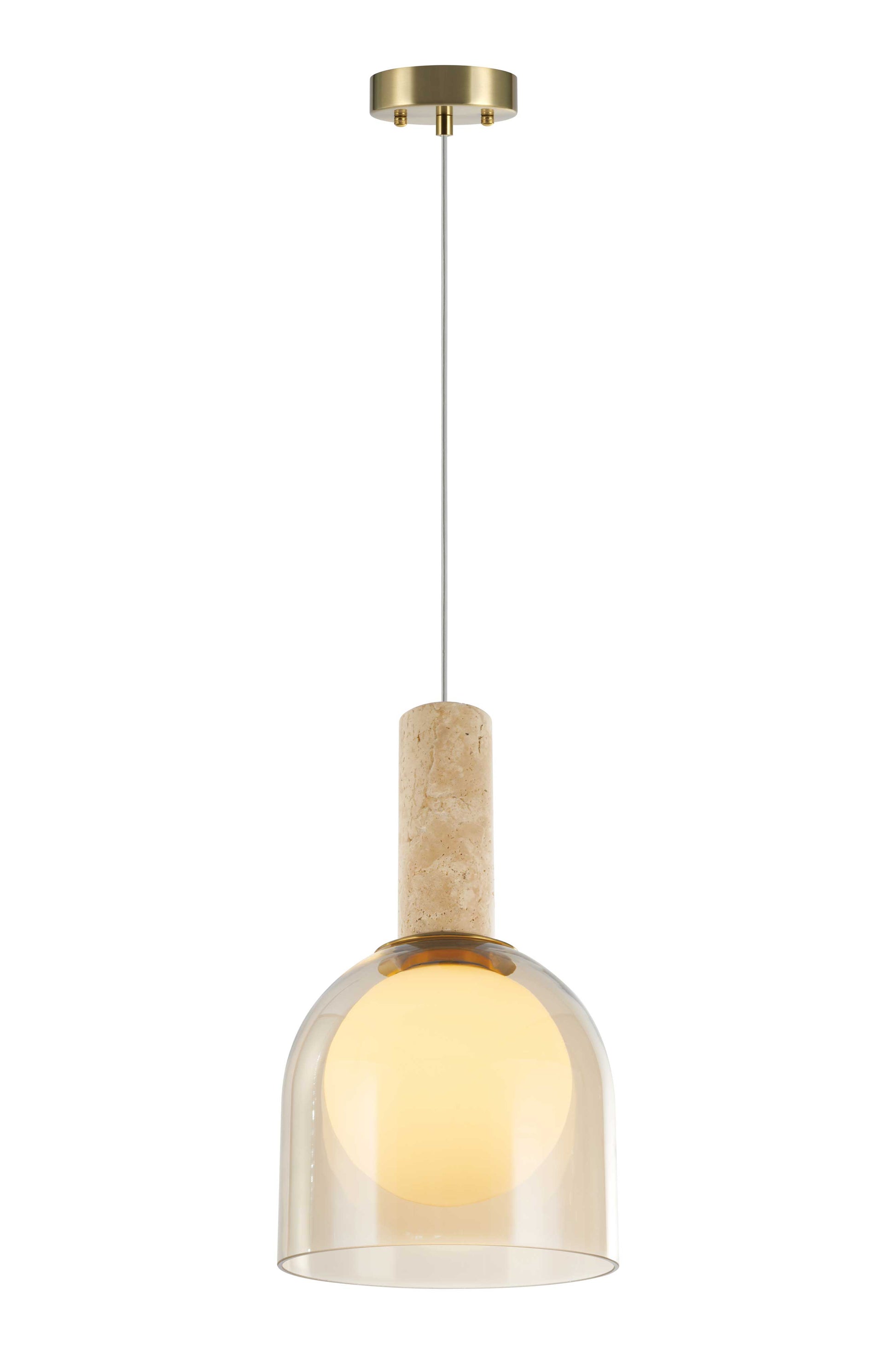 Suspension JUNA en laiton et travertin — SC13380BR — Luminaire Expert