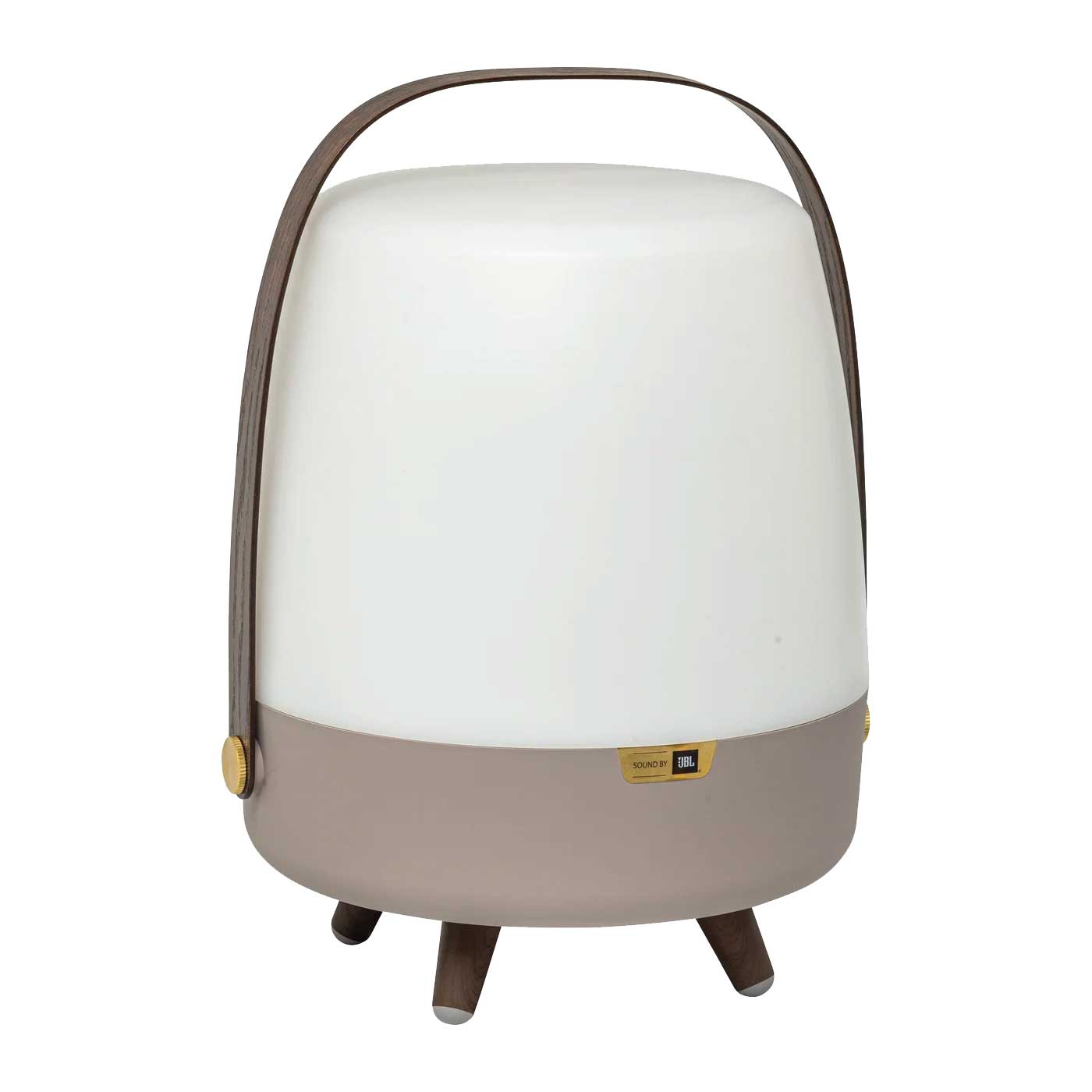 Lampe de table LITE UP PLAY en taupe, noyer et laiton, rechargeable — 1201-15 — Luminaire Expert