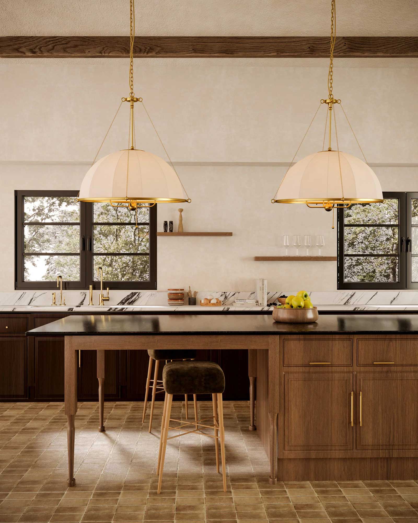 Suspension CROSBY en or brossé — CH661433BG — Luminaire Expert