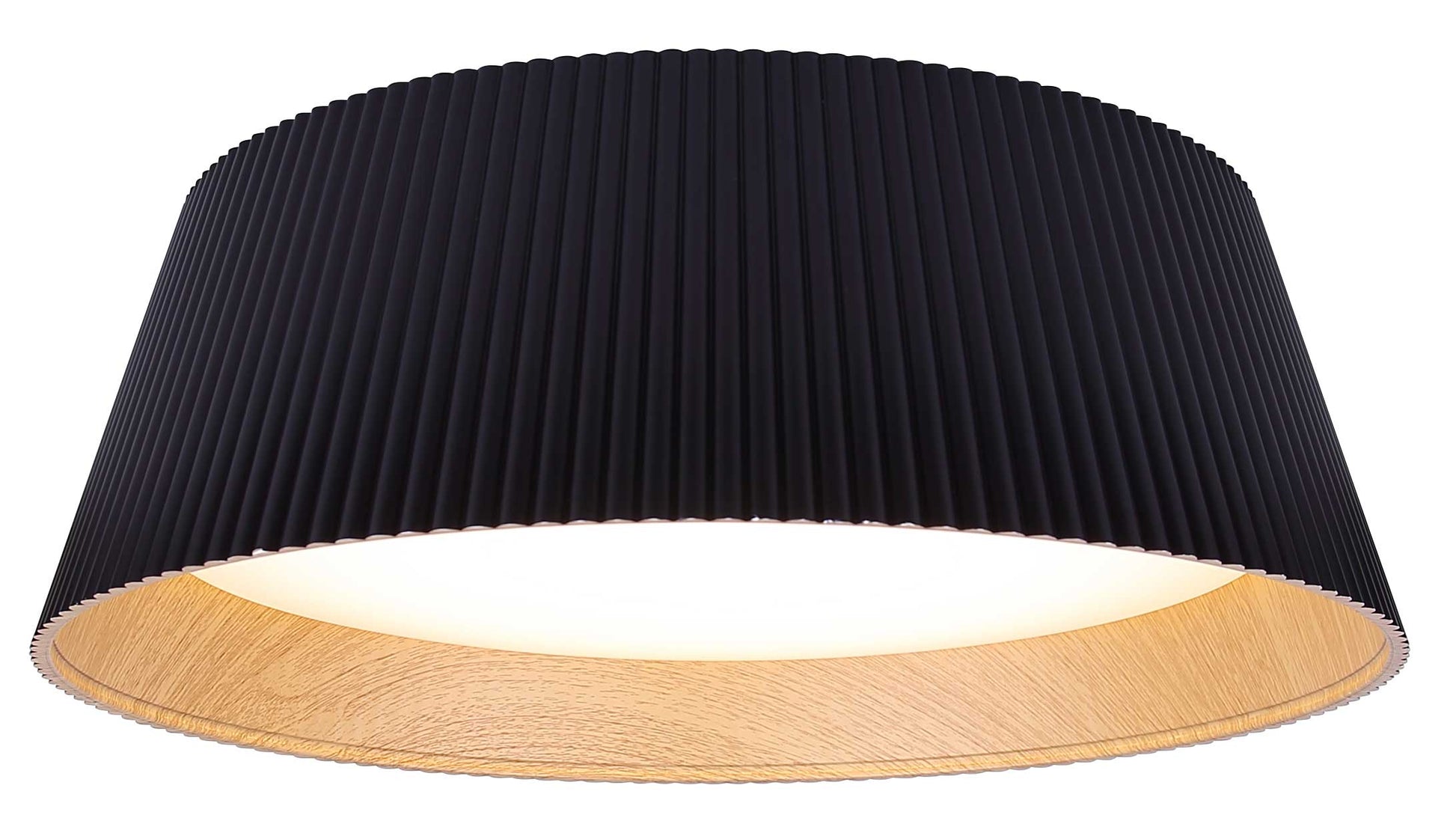 Plafonnier MIRA en noir mat et imitation bois — LFM344A18BKW — Luminaire Expert