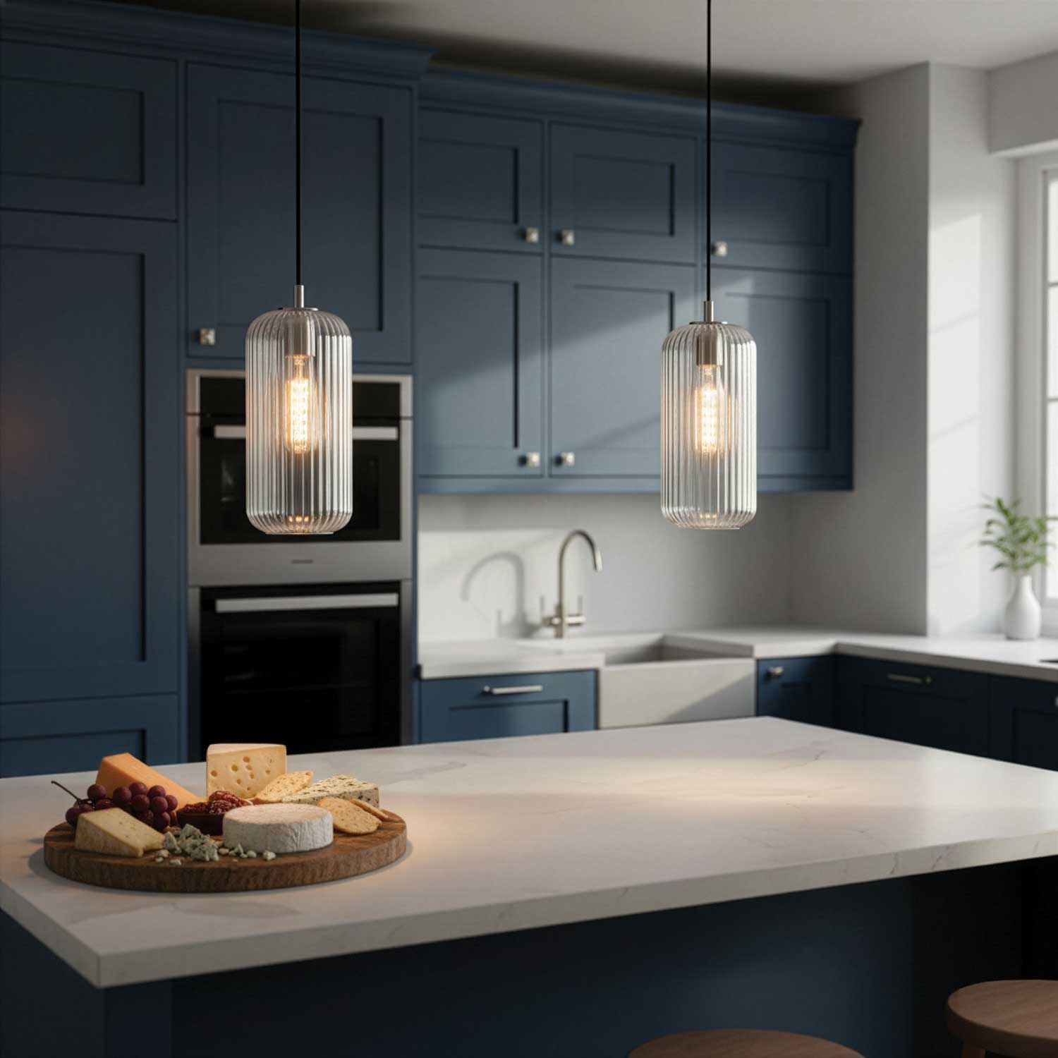 Suspension MALEK en nickel brossé — IPL1250A01BN-CR — Luminaire Expert