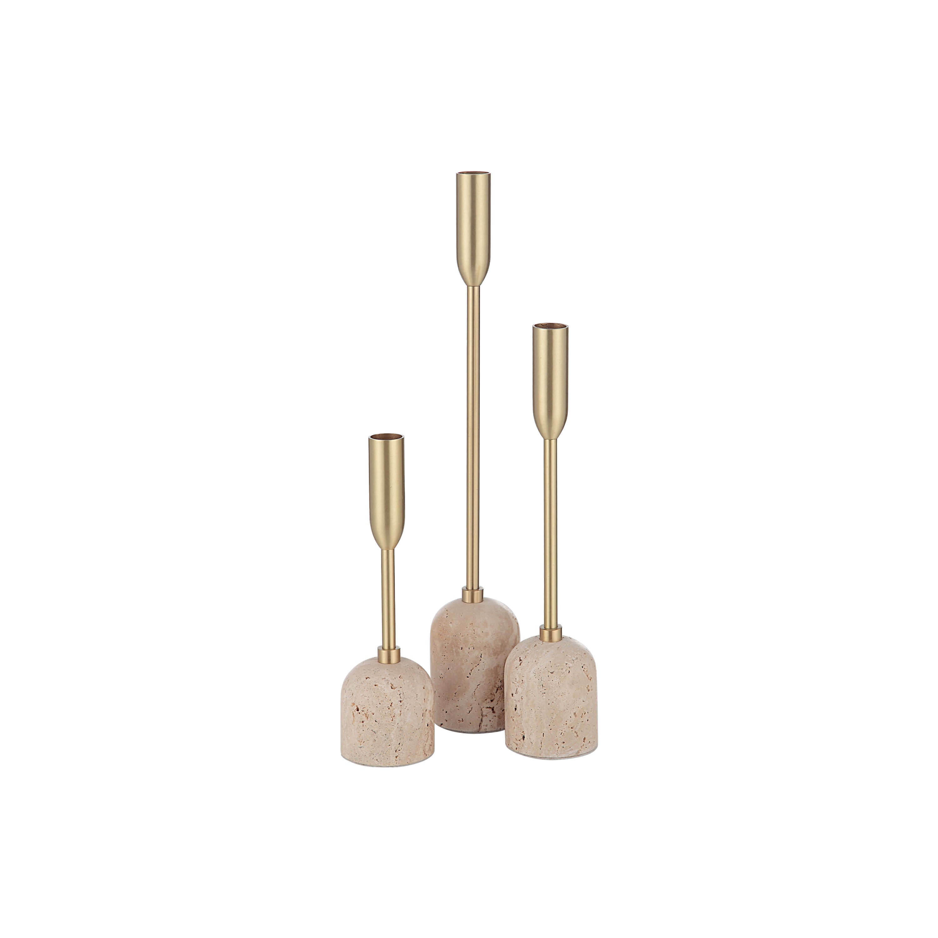 Accessoire décoratif VESTA en travertin naturel et laiton satiné plaqué