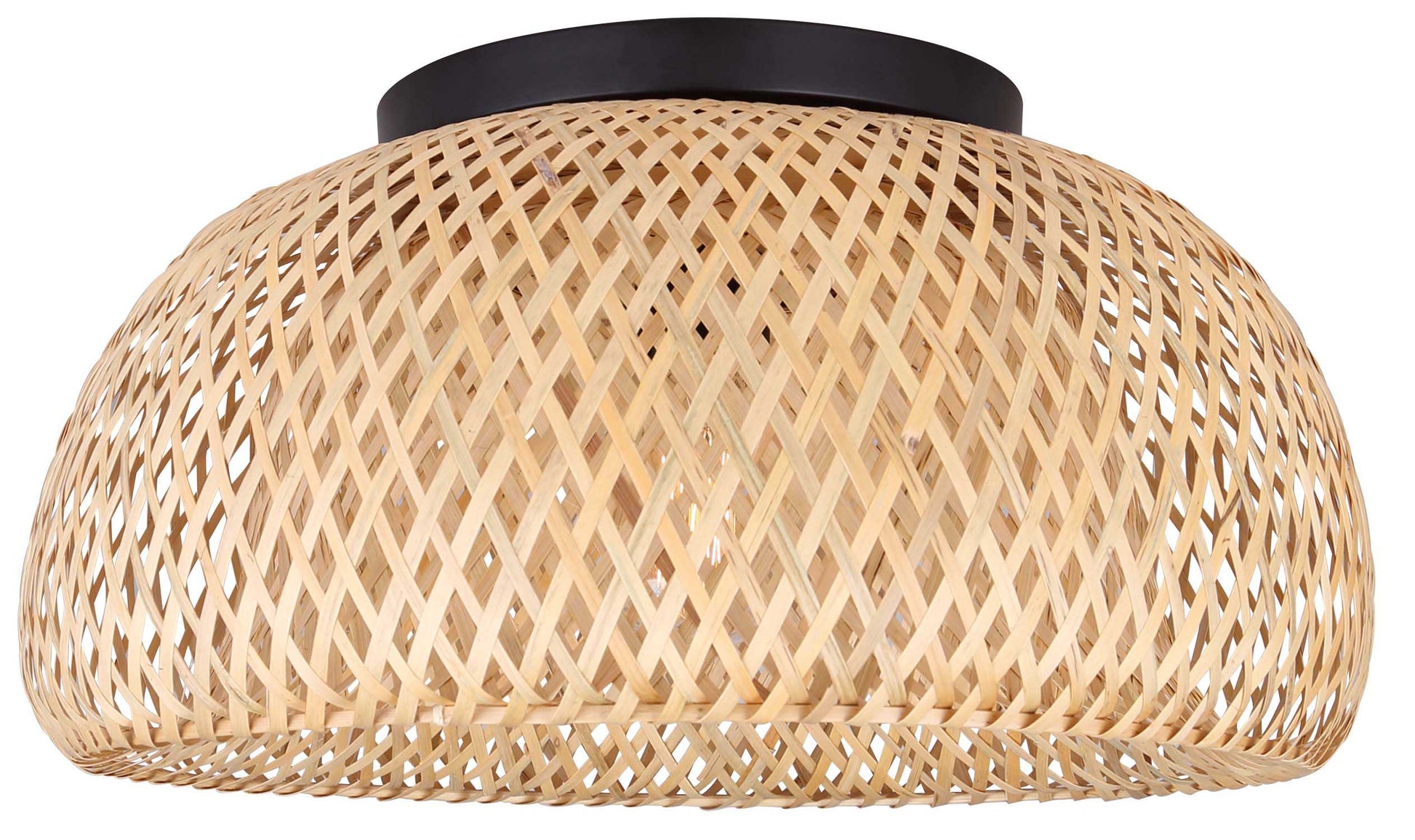 Plafonnier SARIEL en noir mat - abat-jour en bambou — Canarm