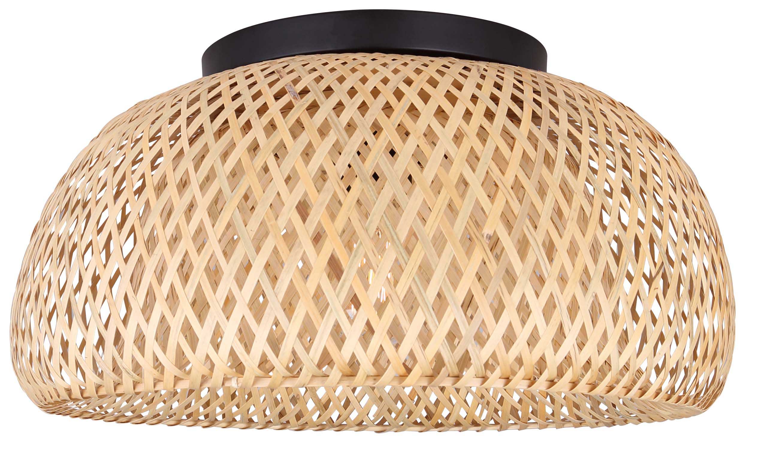 Plafonnier SARIEL en noir mat - abat-jour en bambou — Canarm