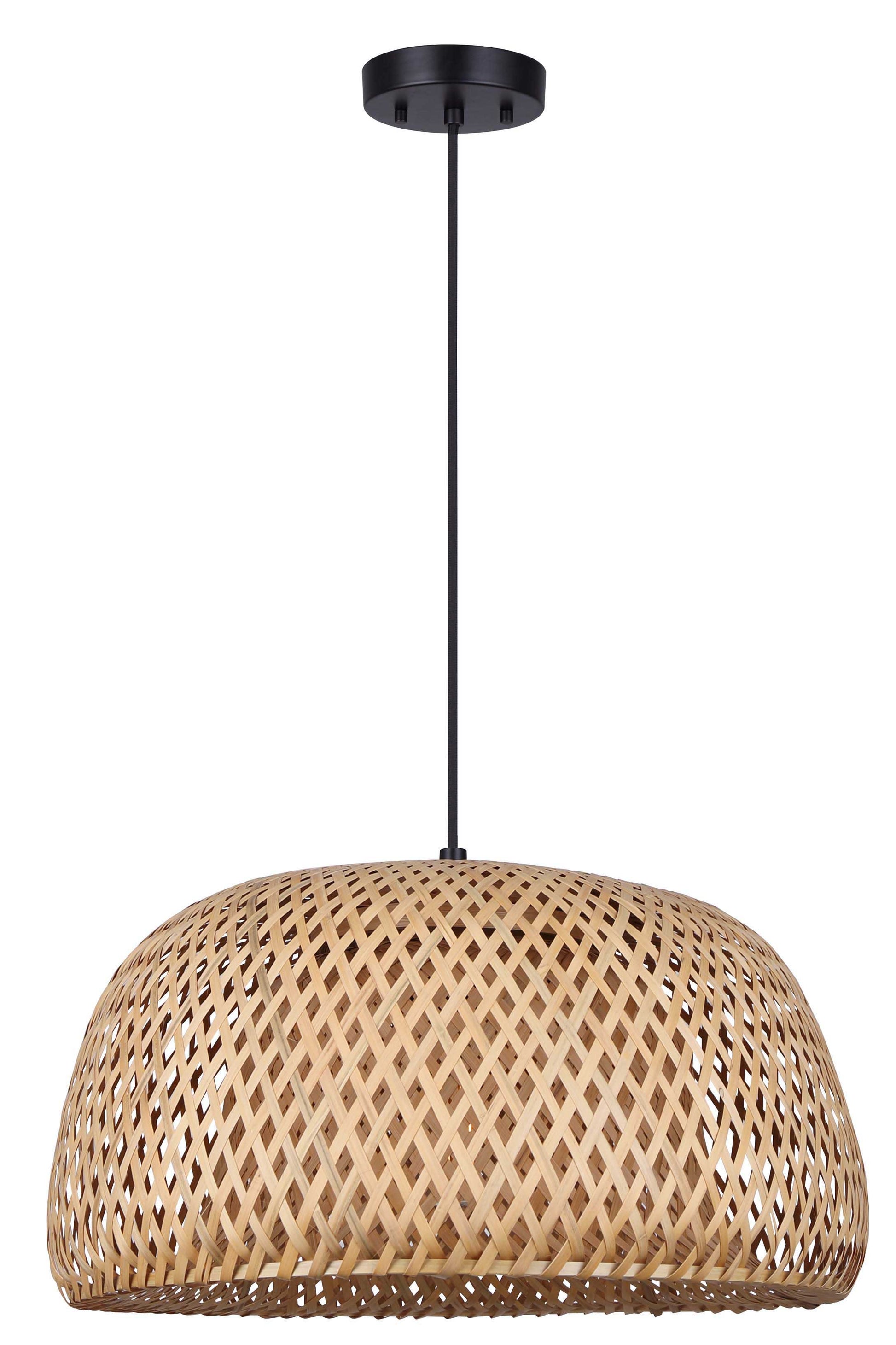 Suspension SARIEL en noir mat - abat-jour en bambou — Canarm