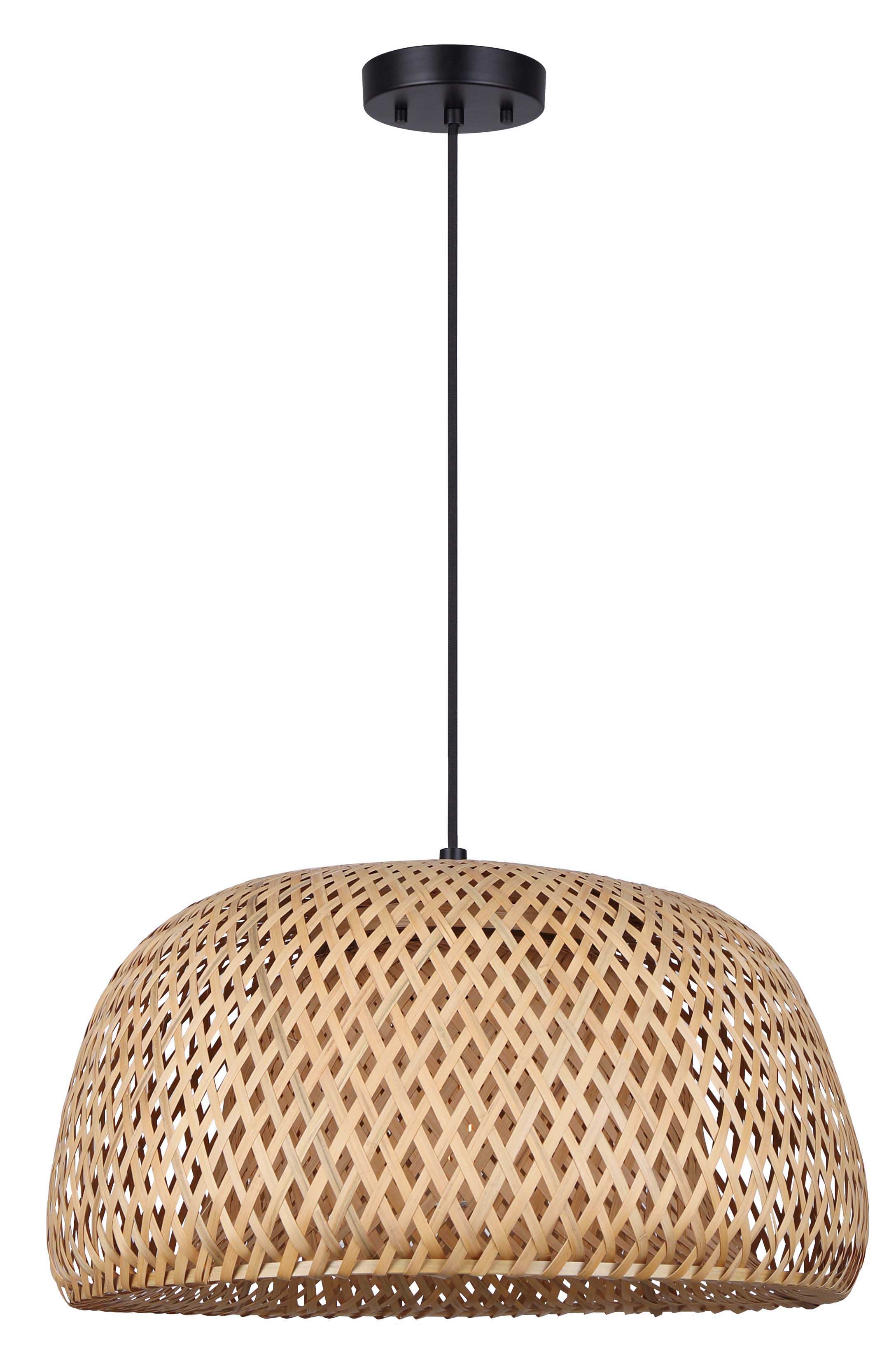 Suspension SARIEL en noir mat - abat-jour en bambou — Canarm