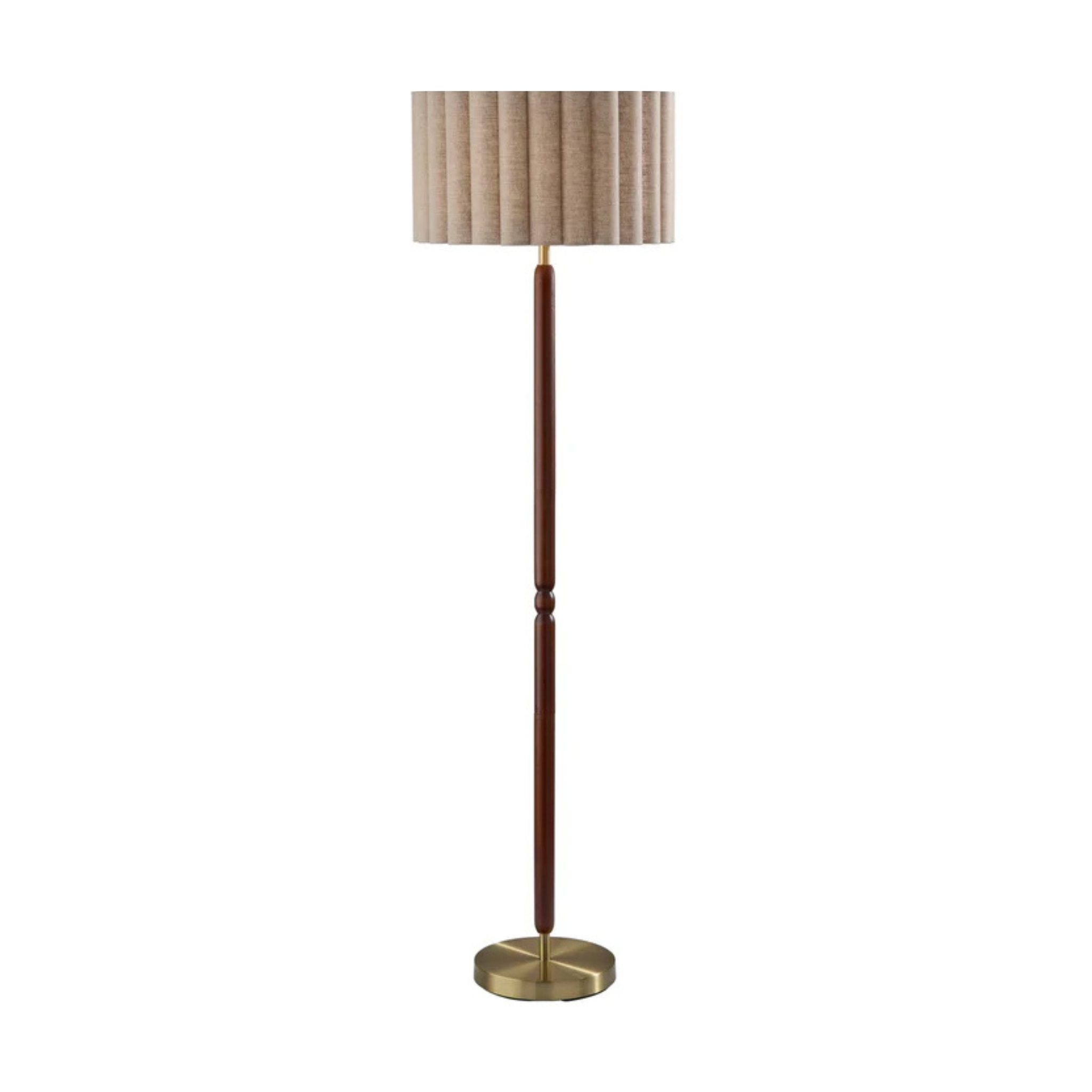 Lampe de plancher LAINE en laiton antique et noyer — vue supplémentaire