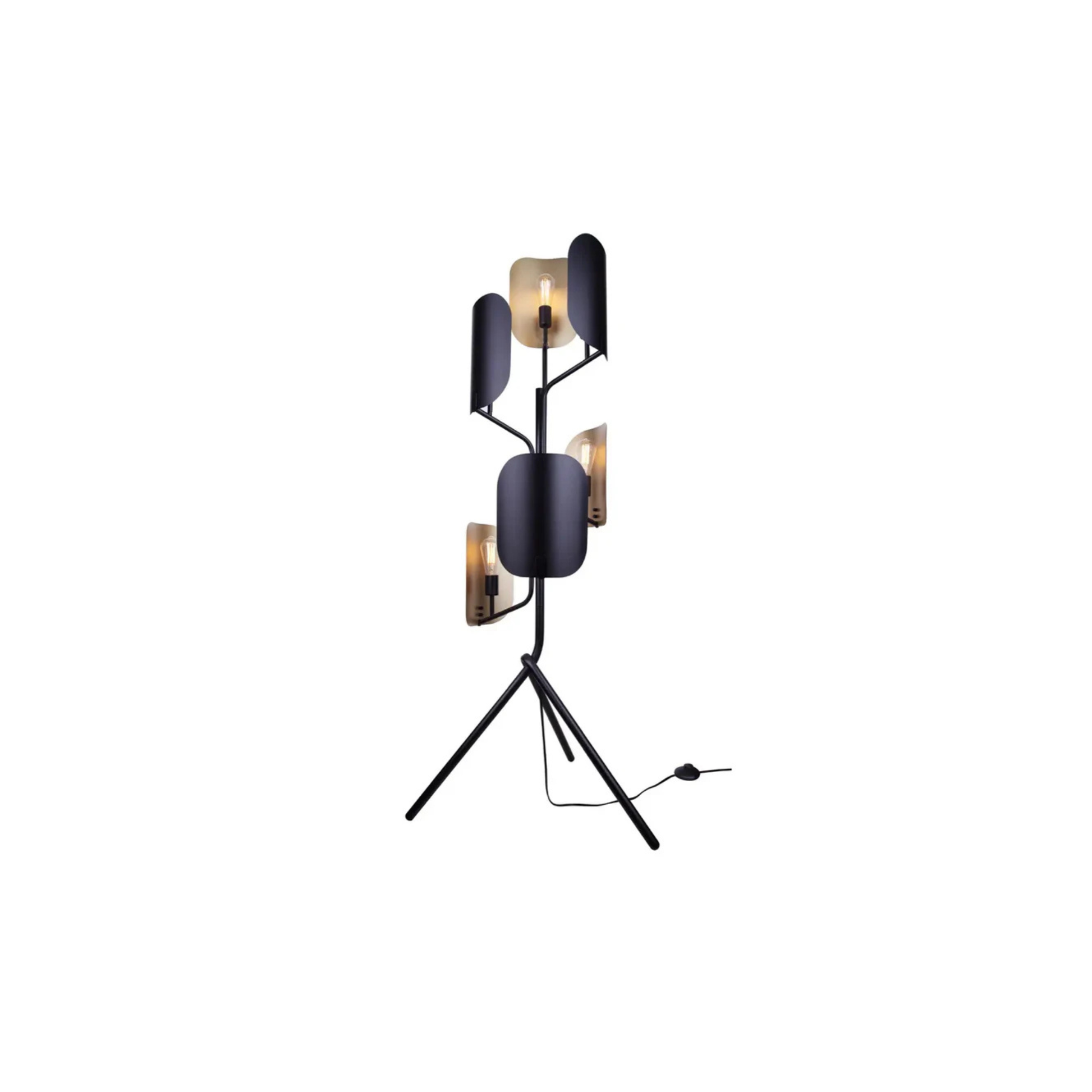 Lampe de plancher ZYRIC en noir mat et or peint Canarm — vue supplémentaire
