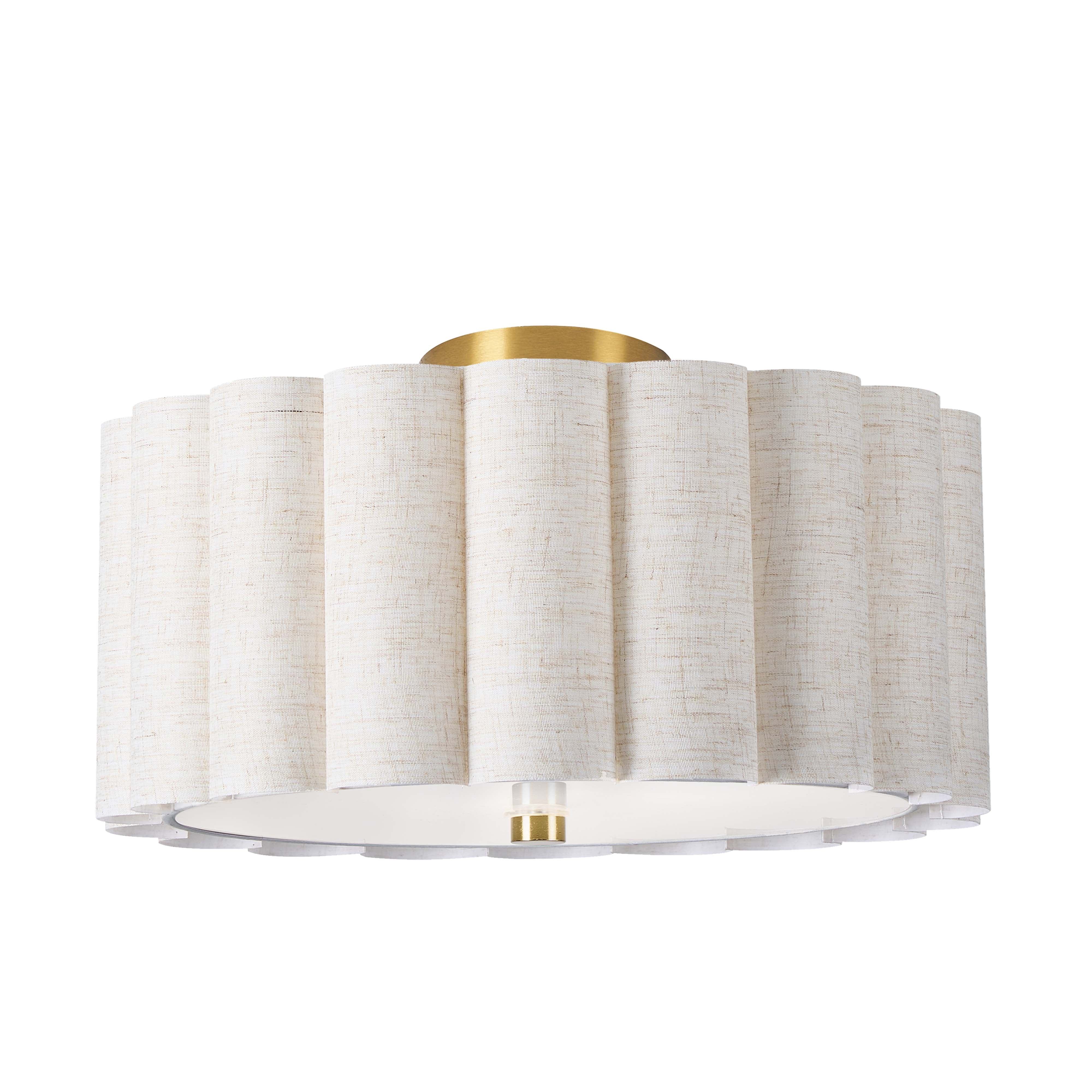 Semi-plafonnier PACIFICA en laiton vieilli et beige Dainolite — vue supplémentaire