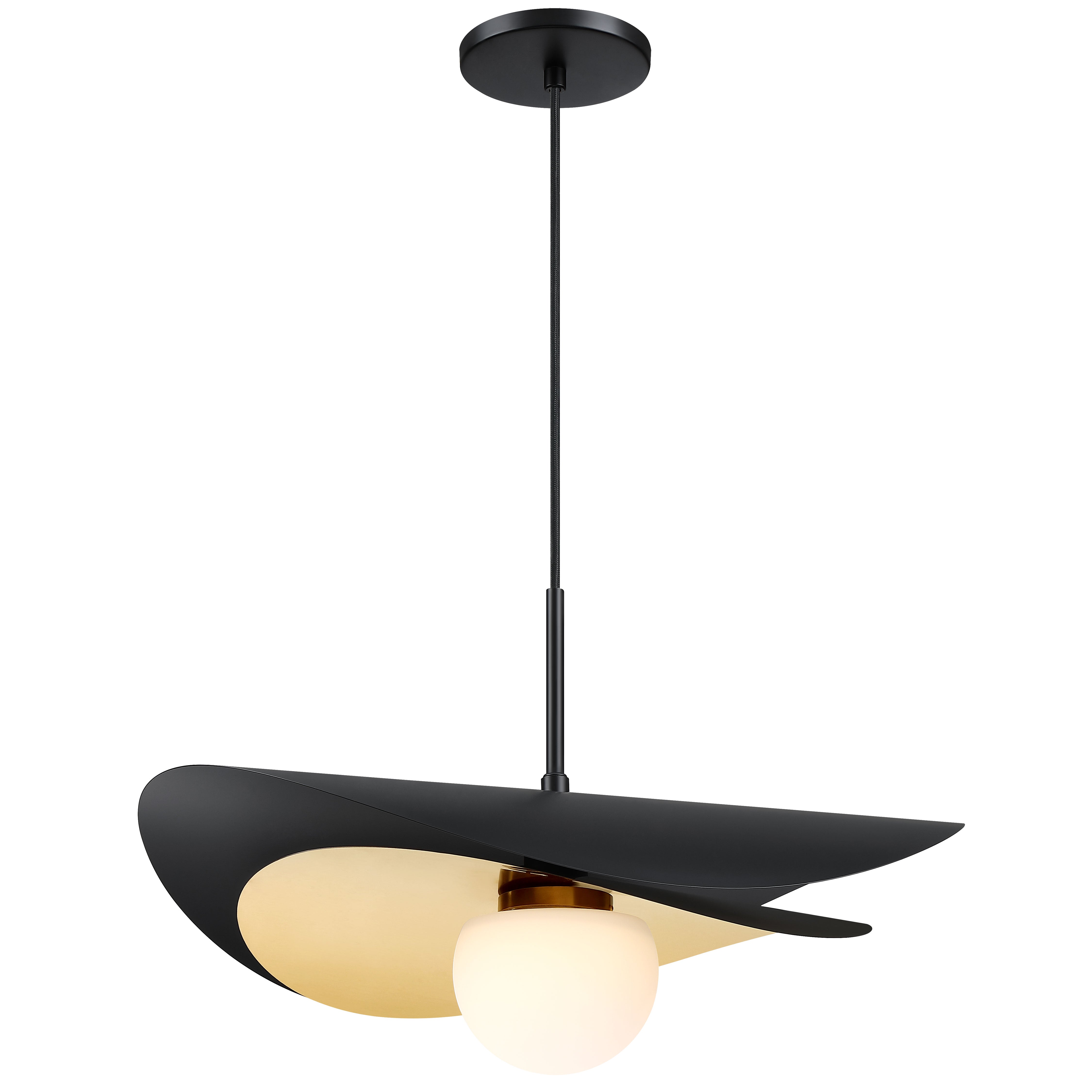 Suspension PAVEN en noir mat et laiton vieilli Dainolite — vue supplémentaire