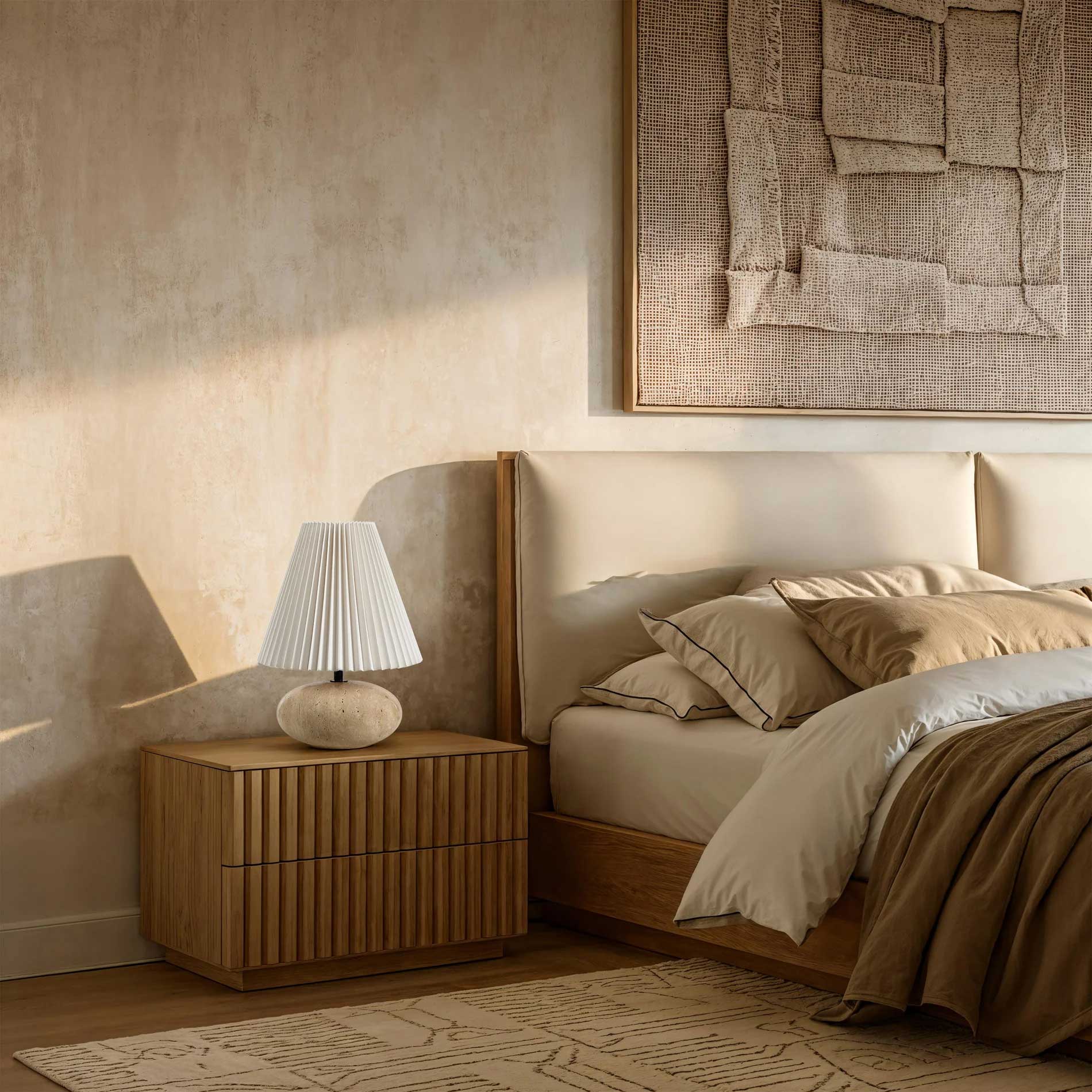 Lampe de table NOTO en travertin naturel — LPT1371 — Luminaire Expert